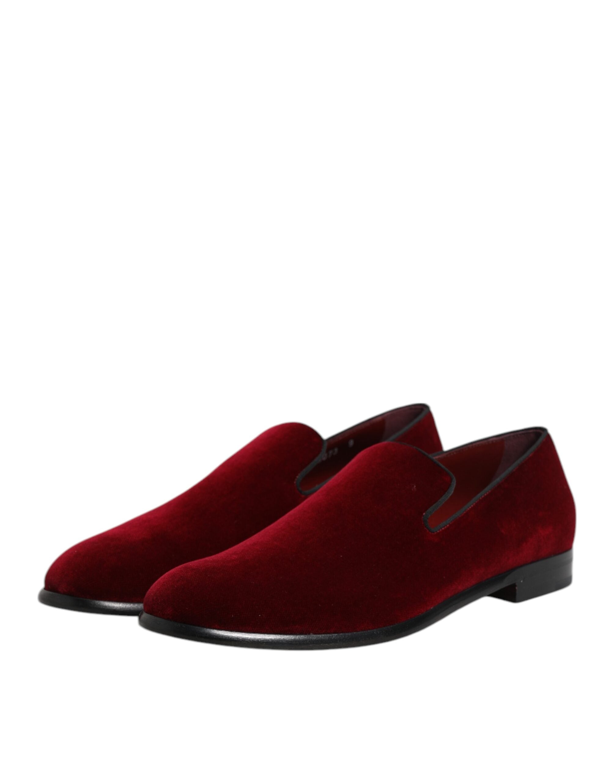 Mocassins à enfiler en velours de coton rouge Dolce &amp; Gabbana