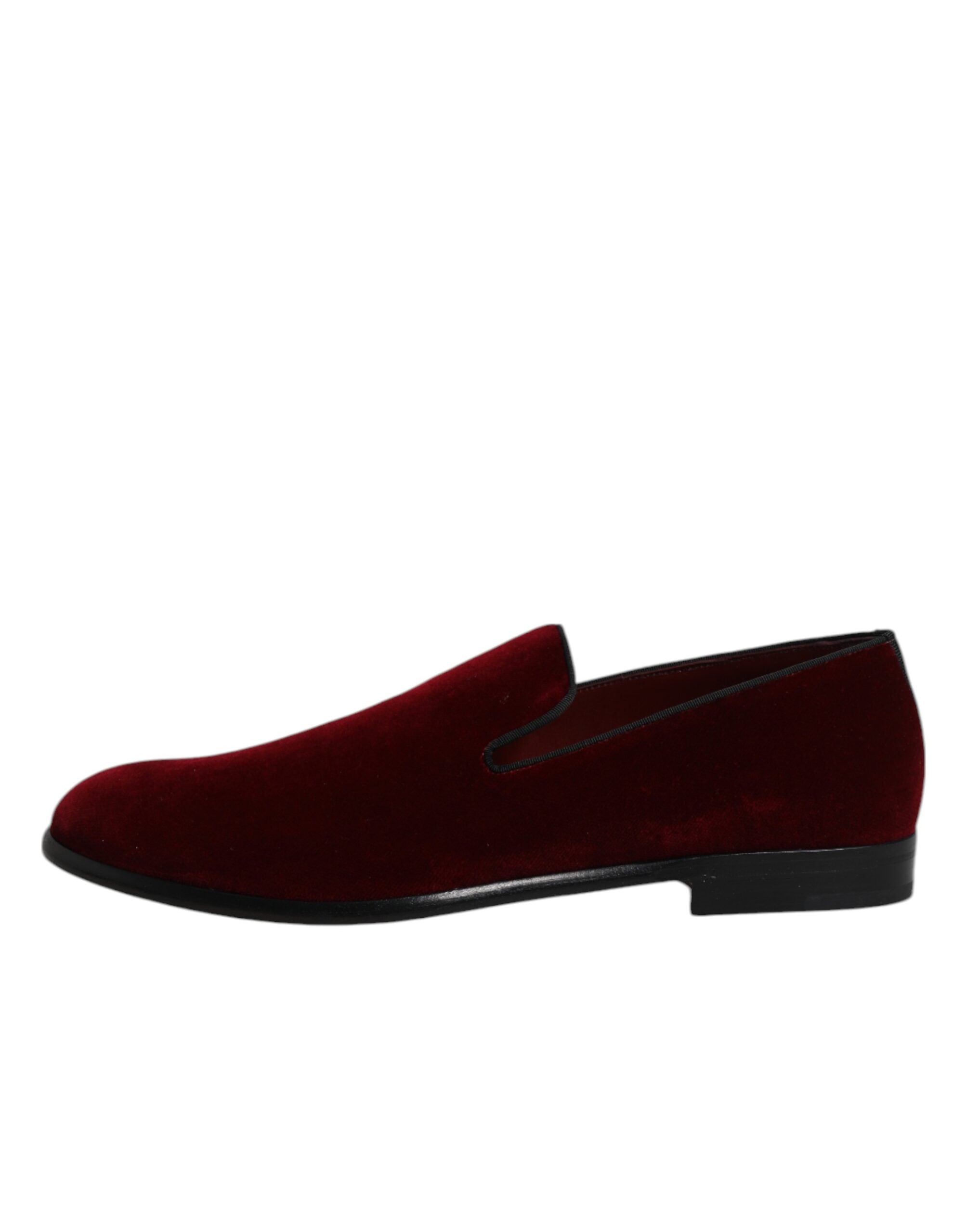 Mocassins à enfiler en velours de coton rouge Dolce &amp; Gabbana