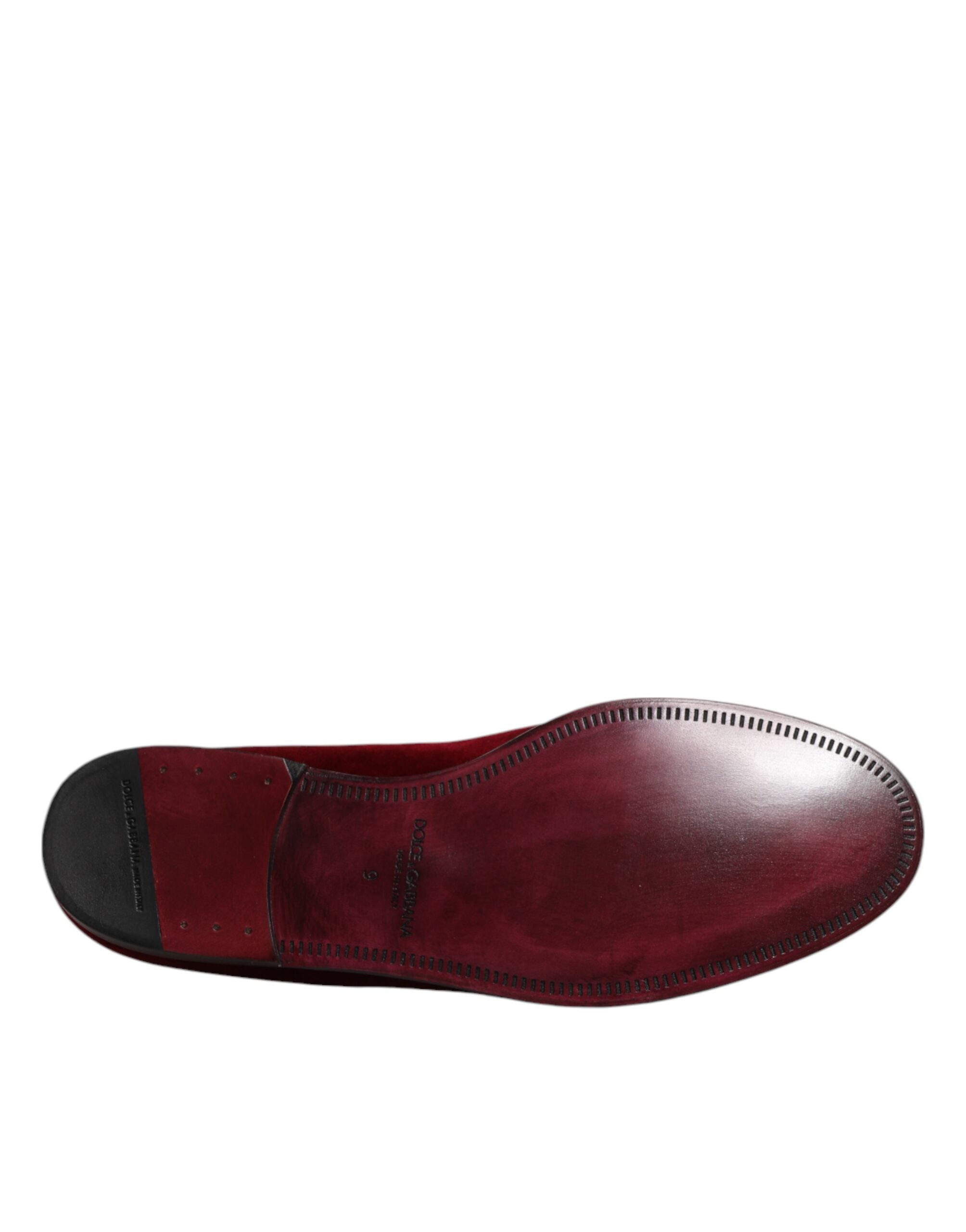 Mocassins à enfiler en velours de coton rouge Dolce &amp; Gabbana