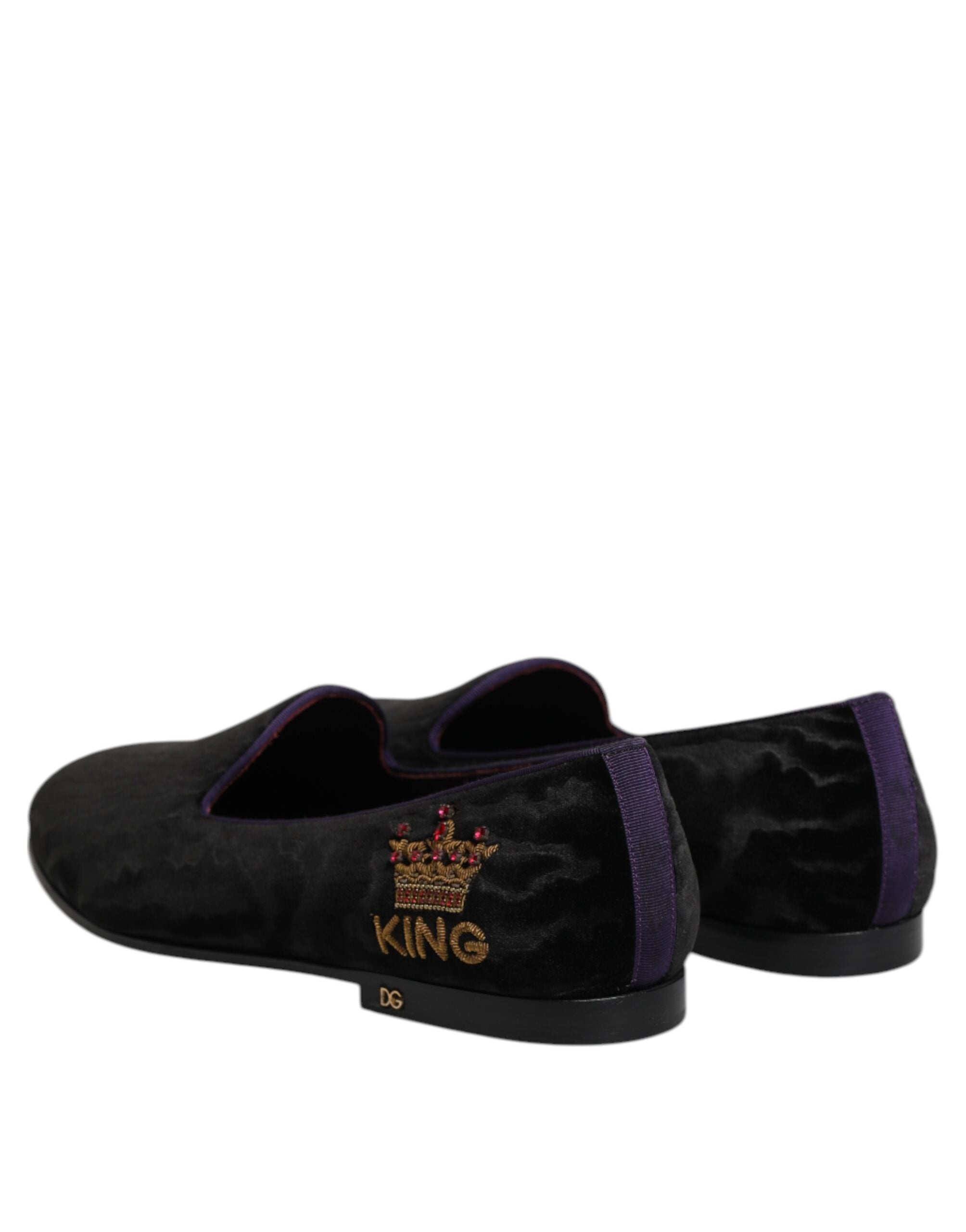 Mocassins Dolce &amp; Gabbana noirs à broderies DG Crown