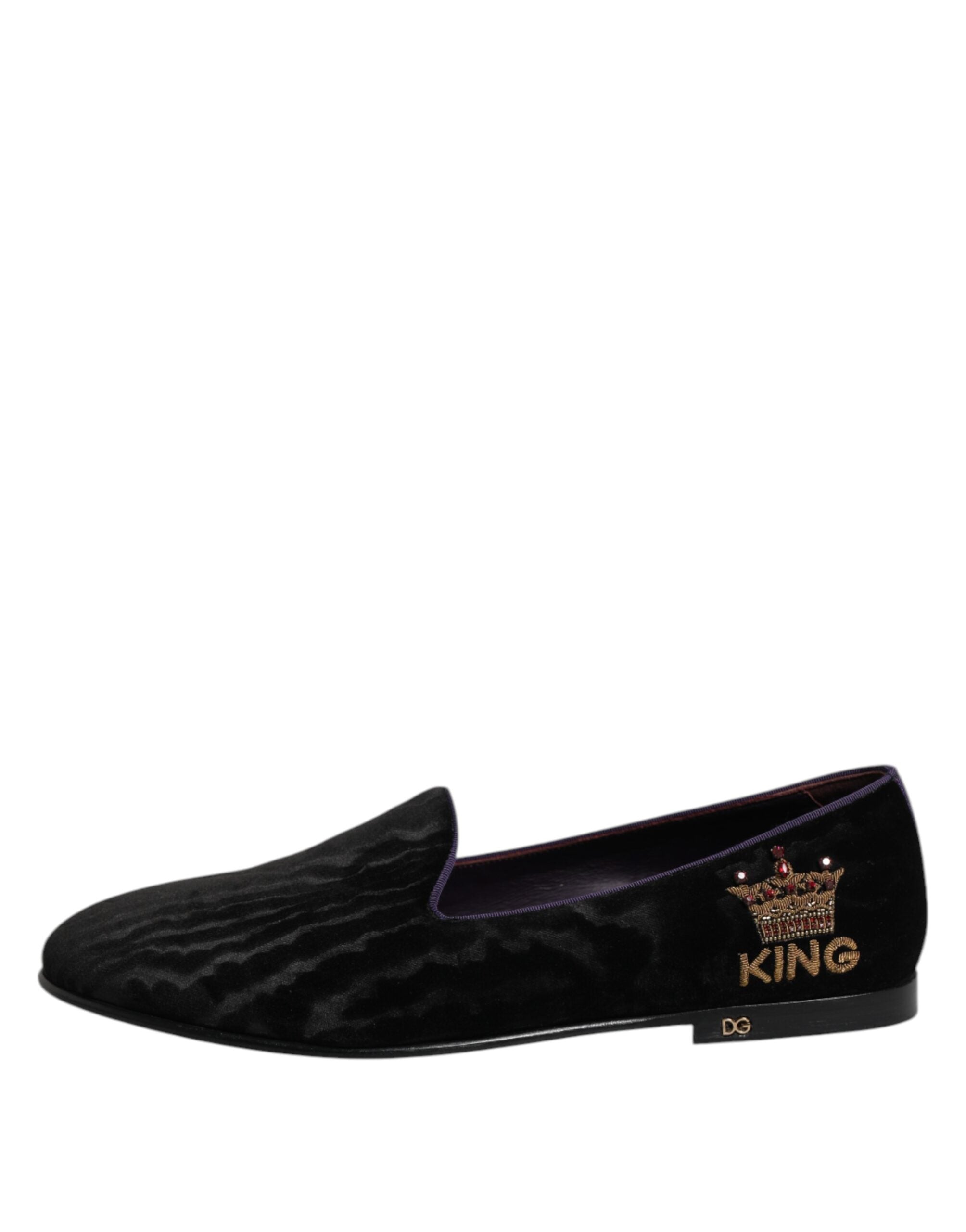 Mocassins Dolce &amp; Gabbana noirs à broderies DG Crown