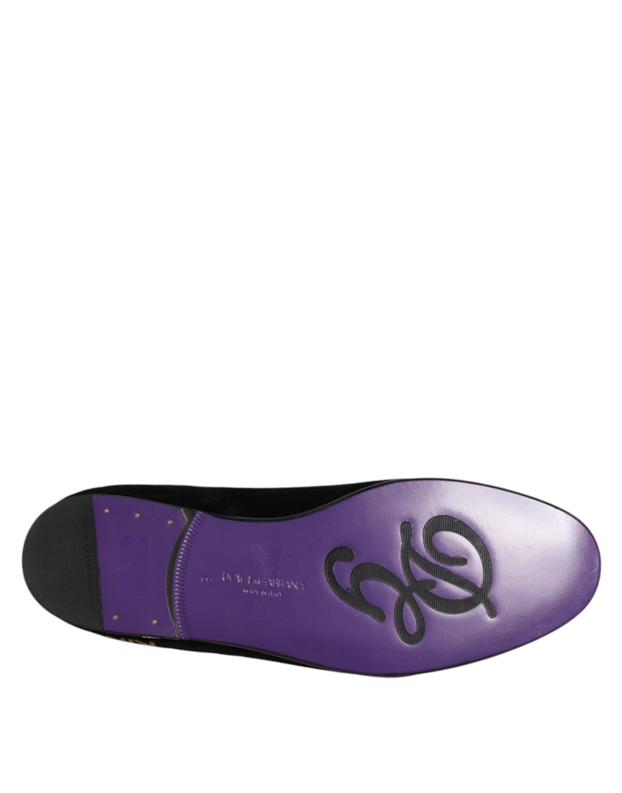 Mocassins Dolce &amp; Gabbana noirs à broderies DG Crown