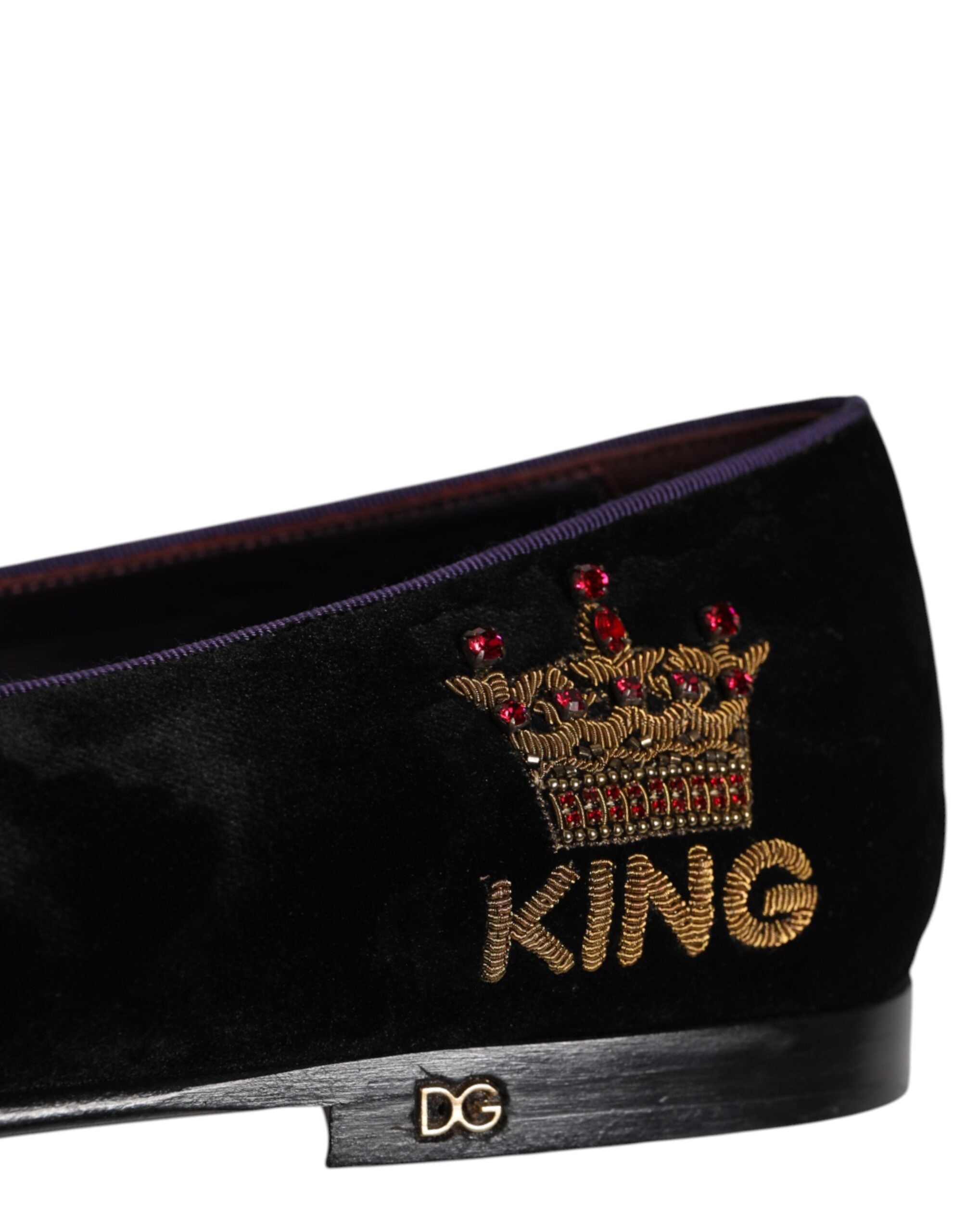 Mocassins Dolce &amp; Gabbana noirs à broderies DG Crown