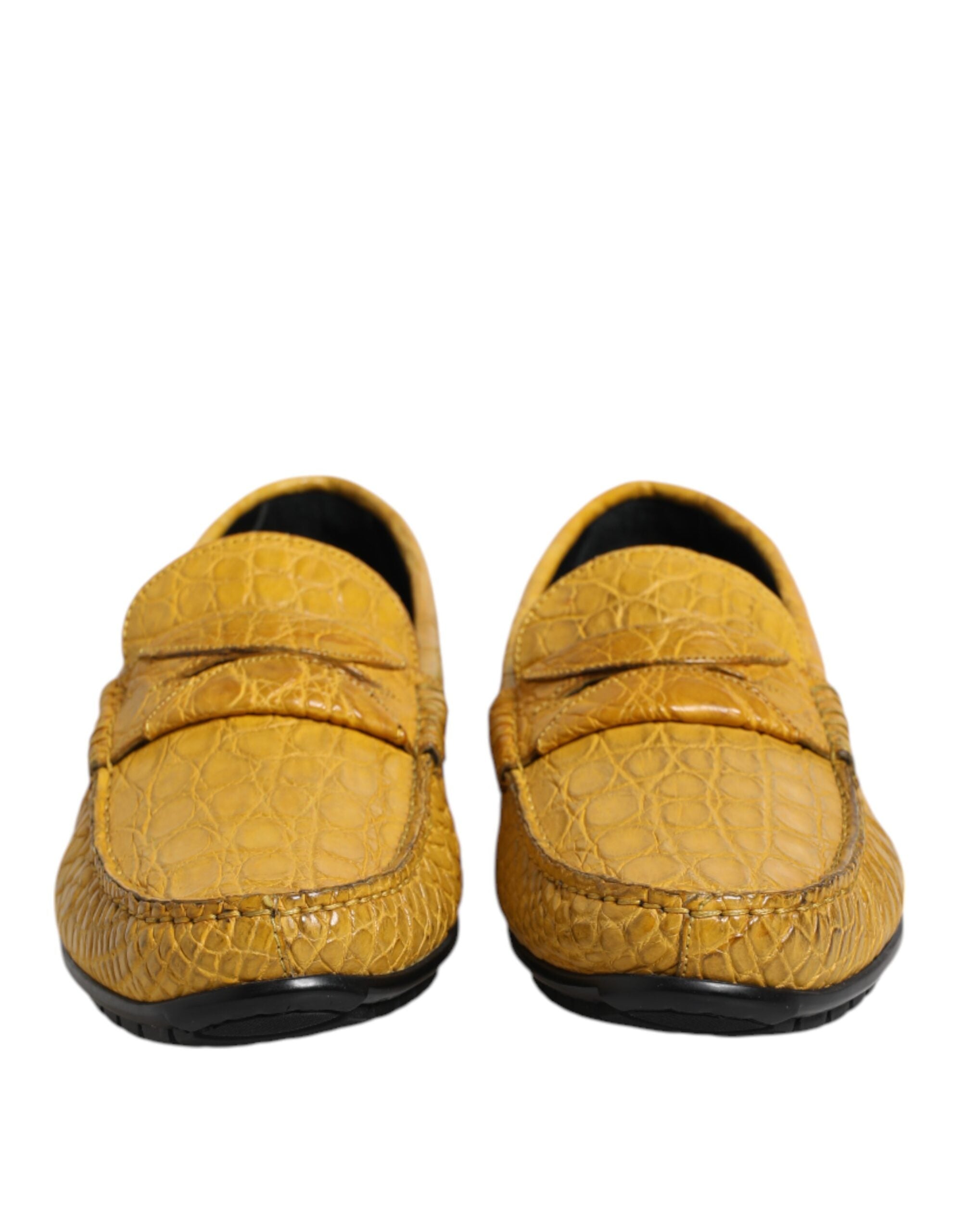 Mocassins à enfiler en cuir exotique jaune Dolce &amp; Gabbana