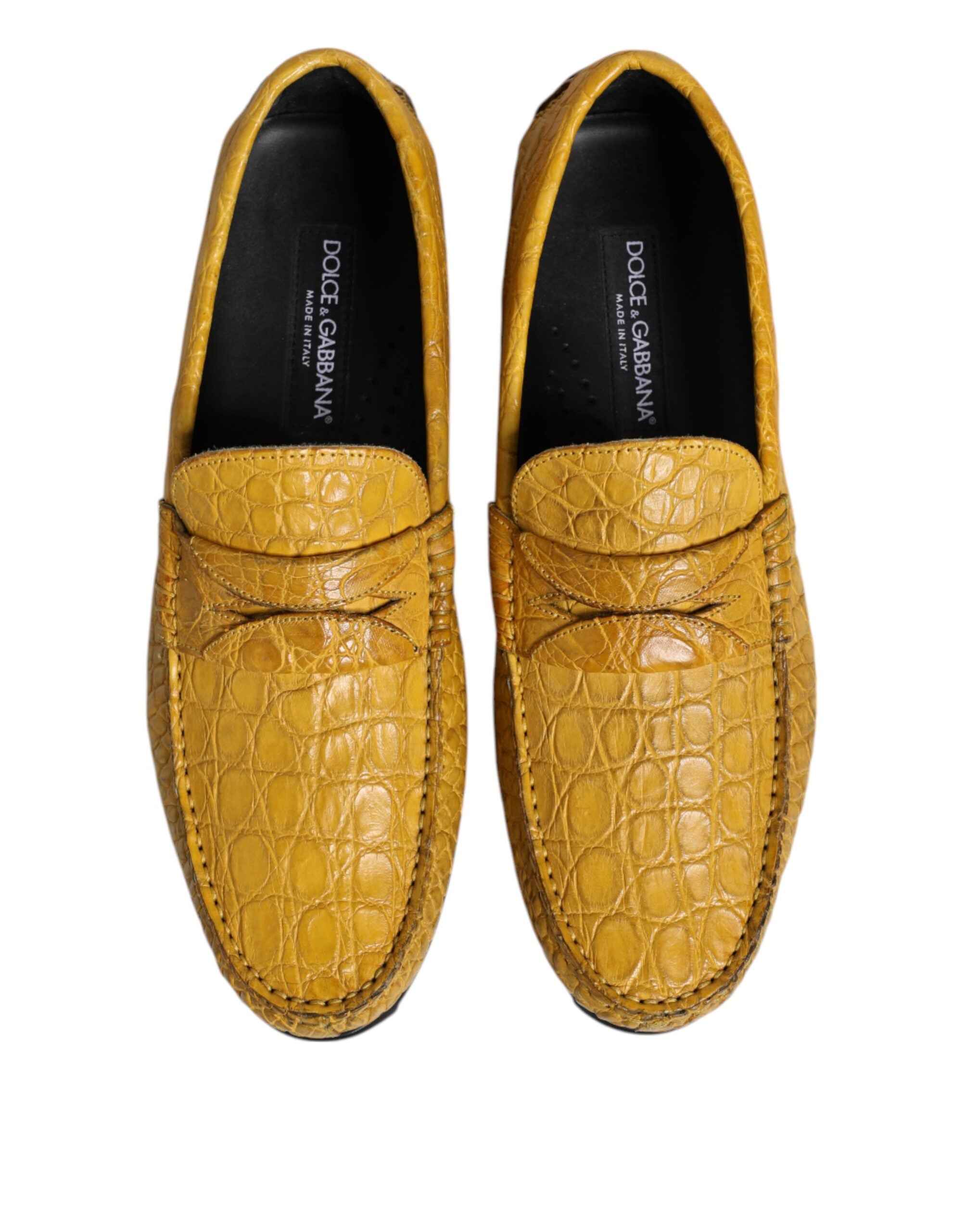 Mocassins à enfiler en cuir exotique jaune Dolce &amp; Gabbana