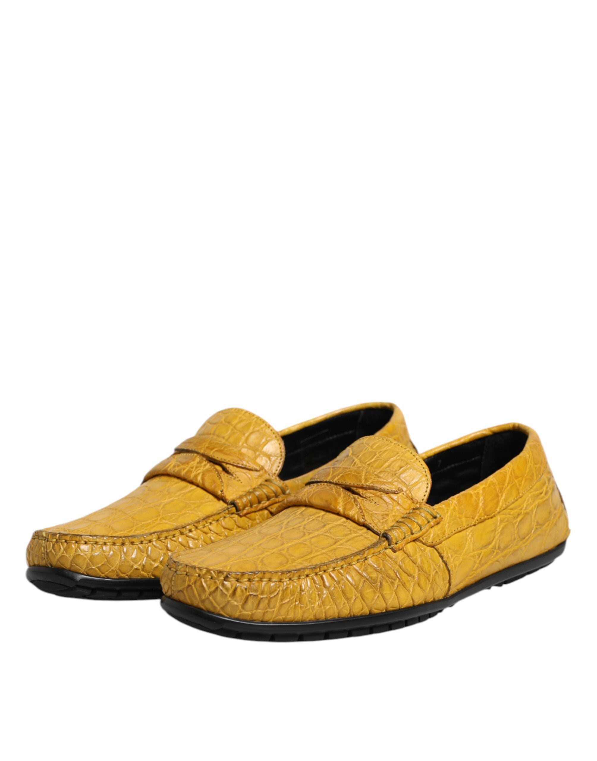 Mocassins à enfiler en cuir exotique jaune Dolce &amp; Gabbana