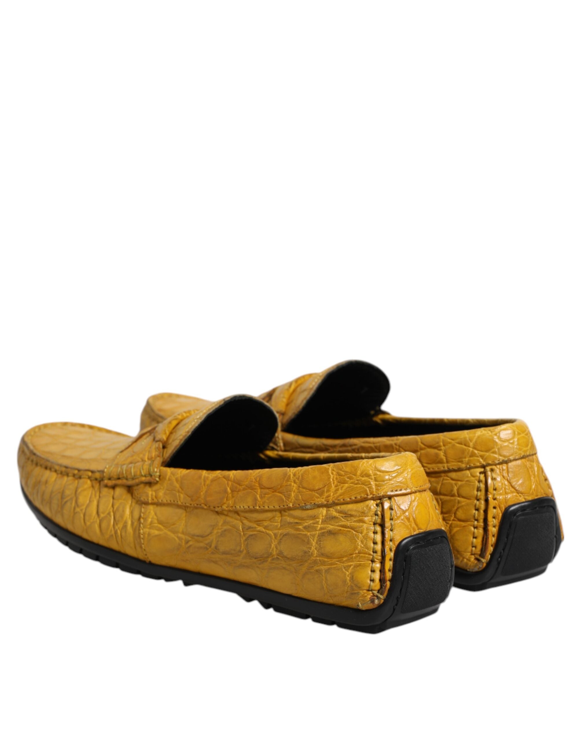 Mocassins à enfiler en cuir exotique jaune Dolce &amp; Gabbana