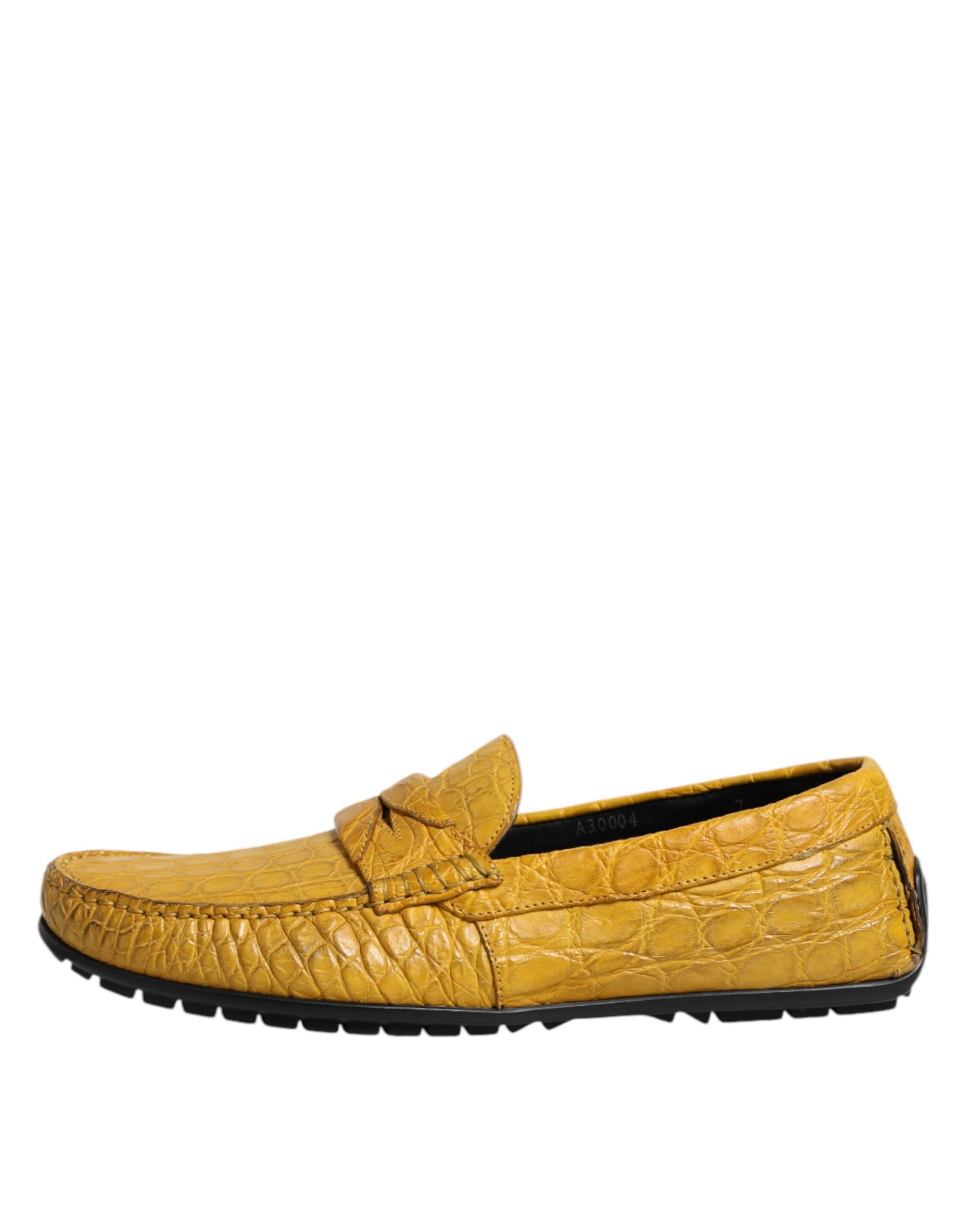 Mocassins à enfiler en cuir exotique jaune Dolce &amp; Gabbana