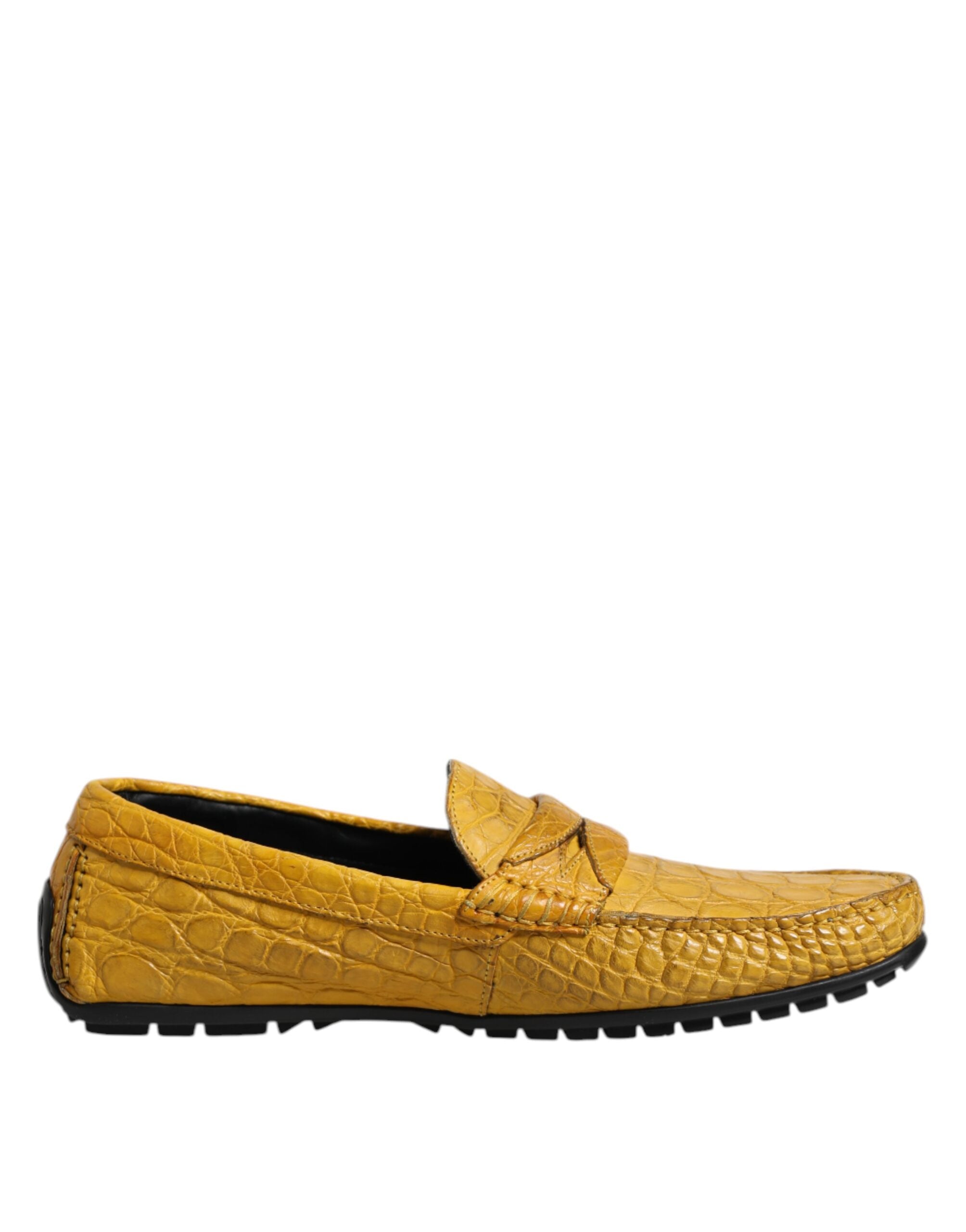 Mocassins à enfiler en cuir exotique jaune Dolce &amp; Gabbana