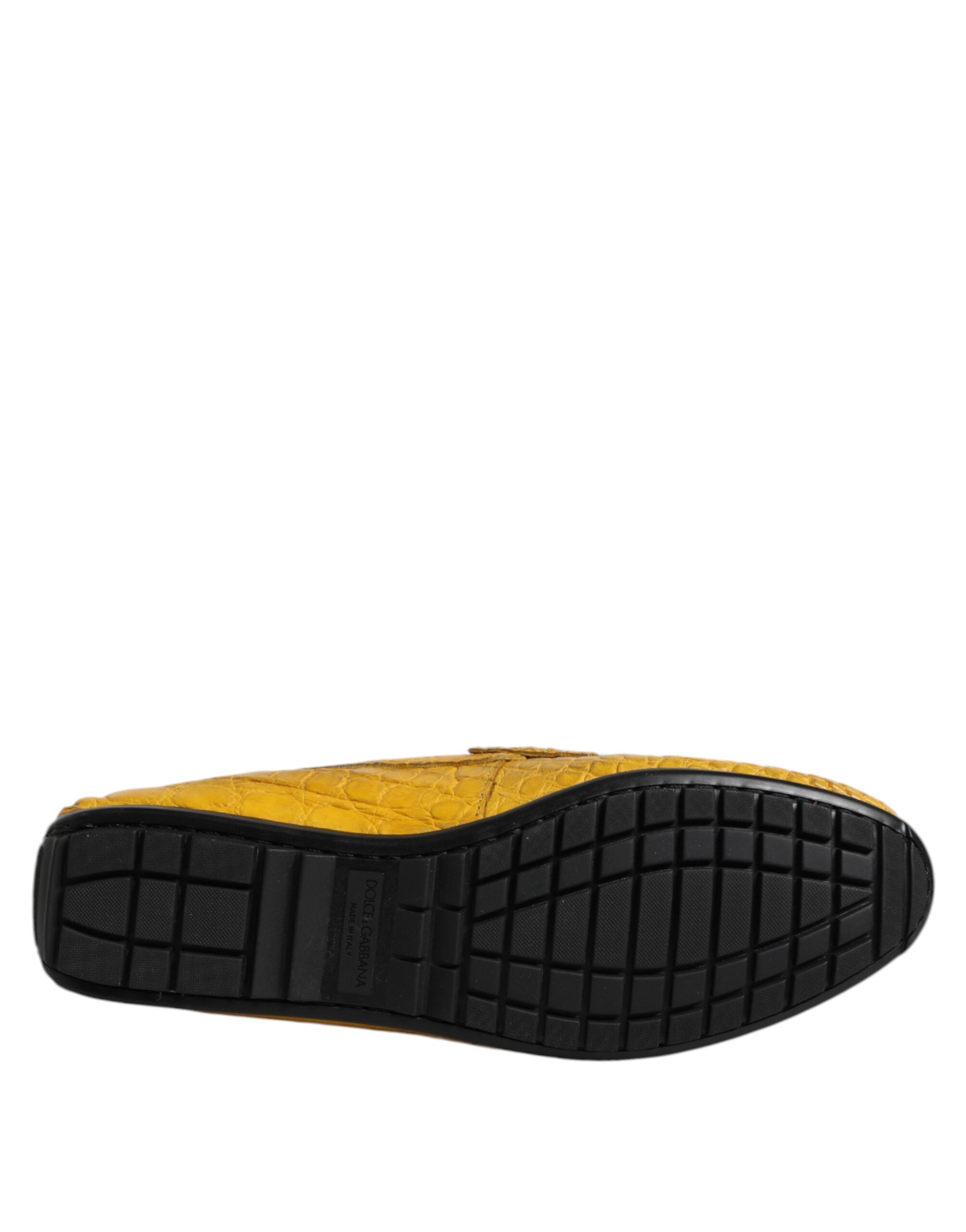 Mocassins à enfiler en cuir exotique jaune Dolce &amp; Gabbana