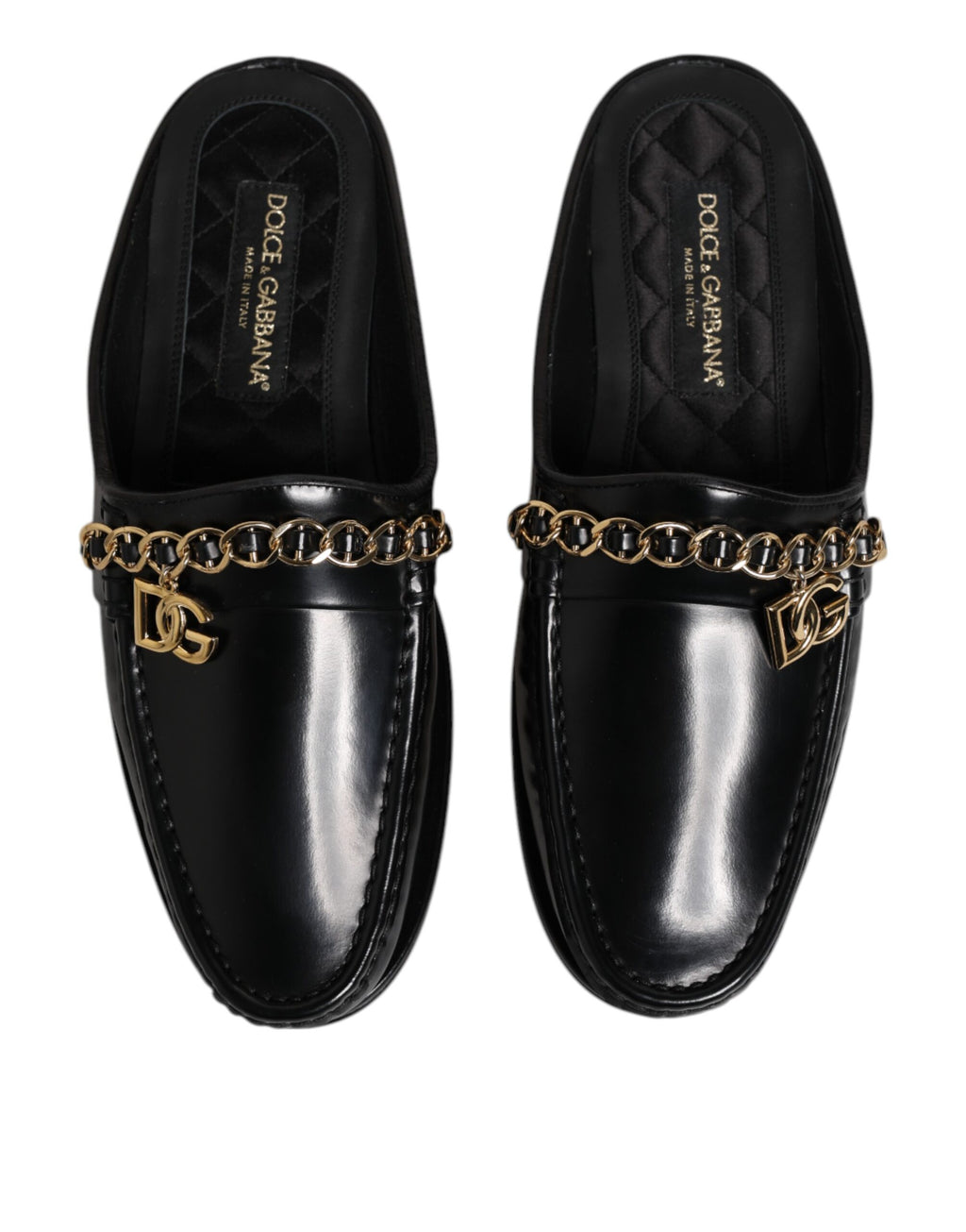 Dolce &amp; Gabbana – Sandalen mit DG-Kette aus schwarzem Leder