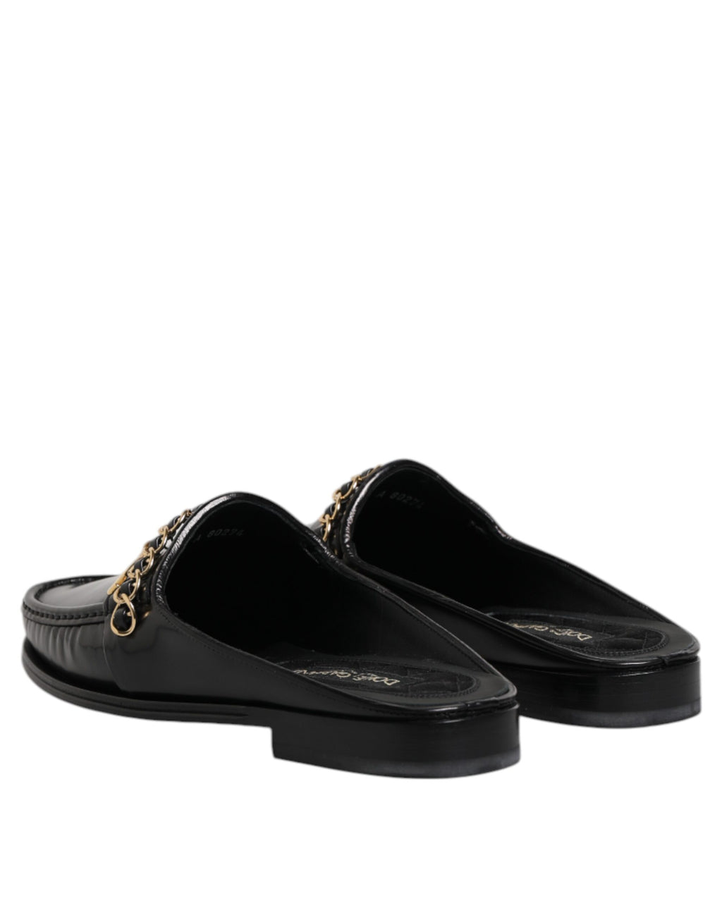 Dolce &amp; Gabbana – Sandalen mit DG-Kette aus schwarzem Leder