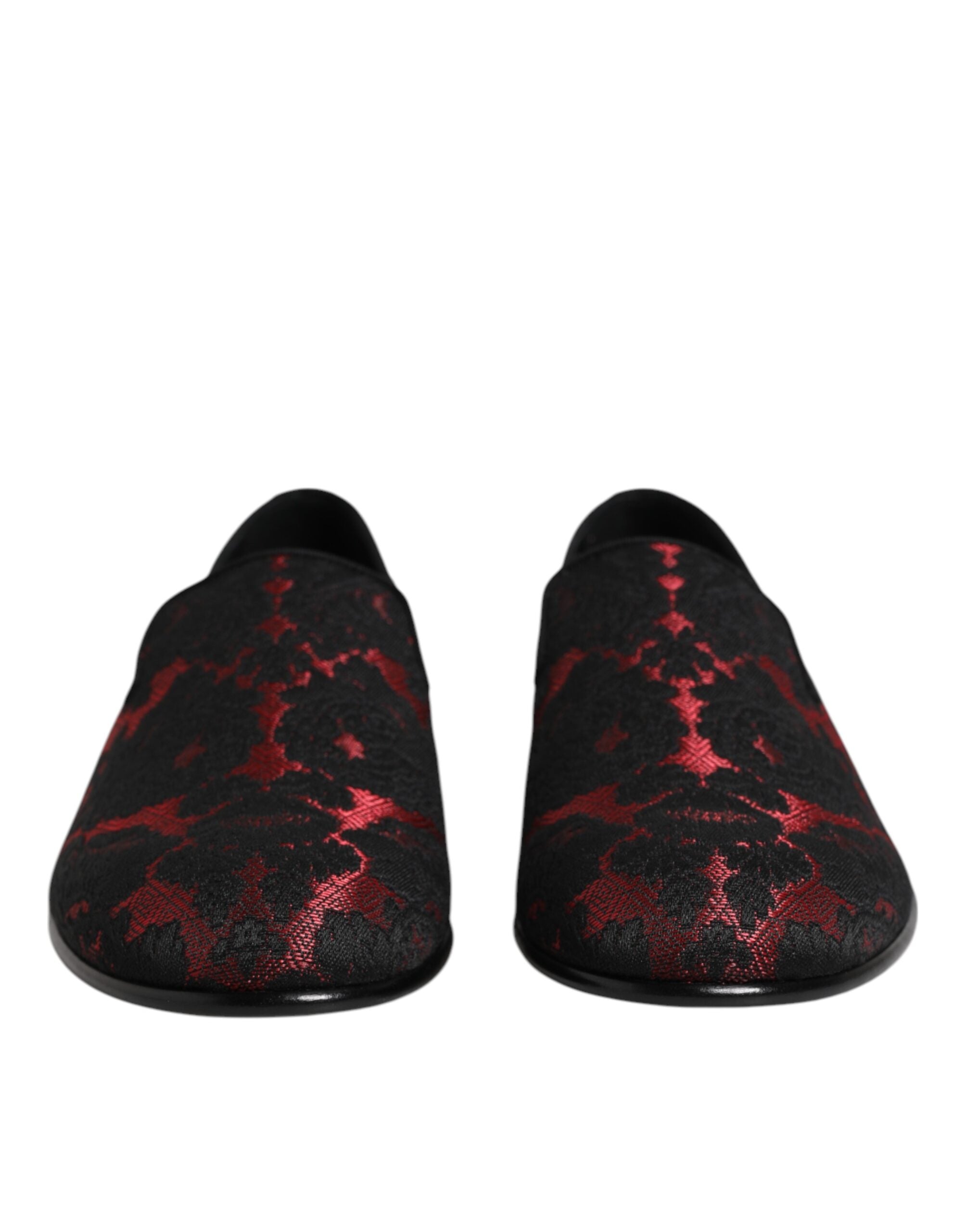 Mocassins à enfiler Dolce &amp; Gabbana en jacquard rouge et noir pour homme