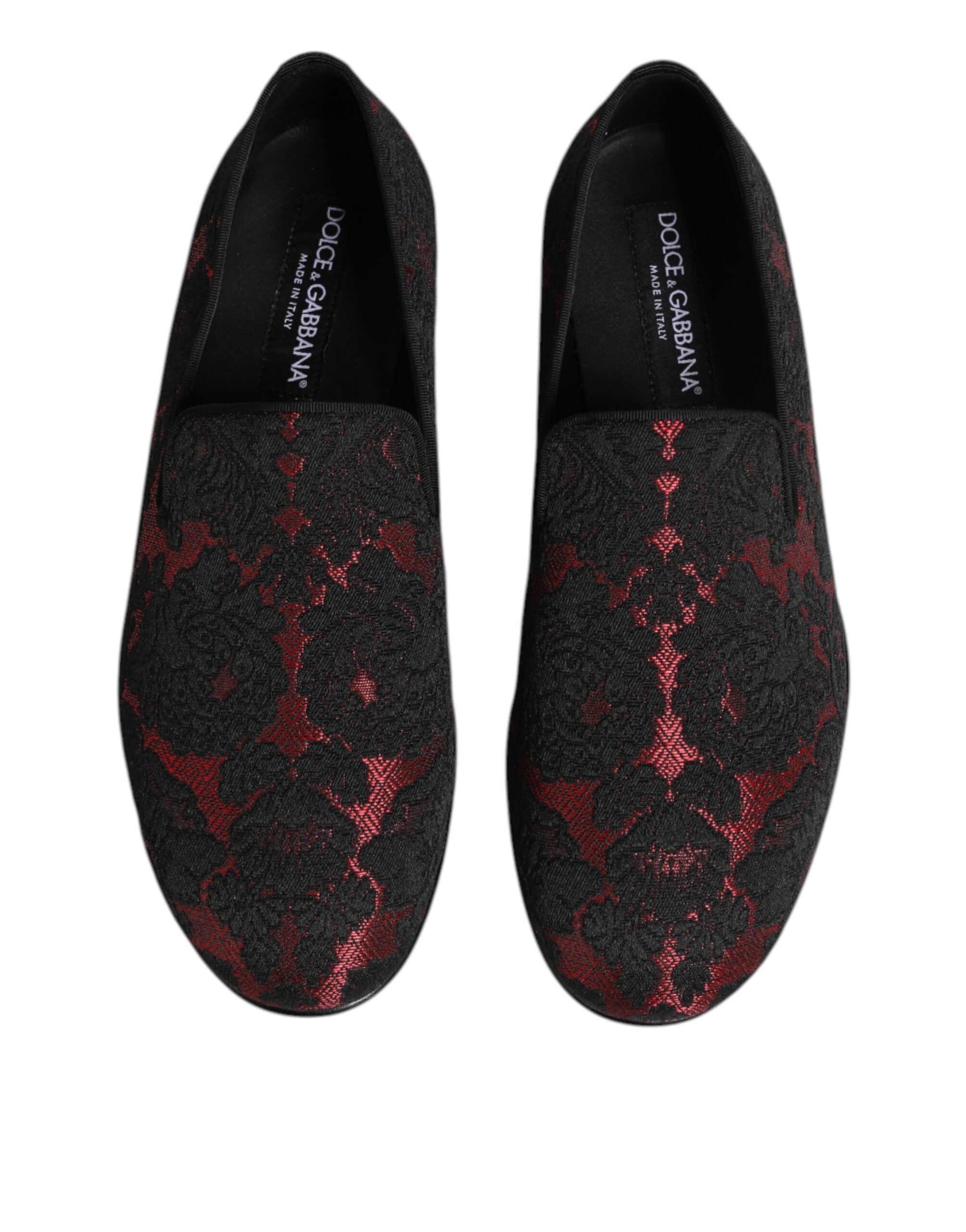 Mocassins à enfiler Dolce &amp; Gabbana en jacquard rouge et noir pour homme