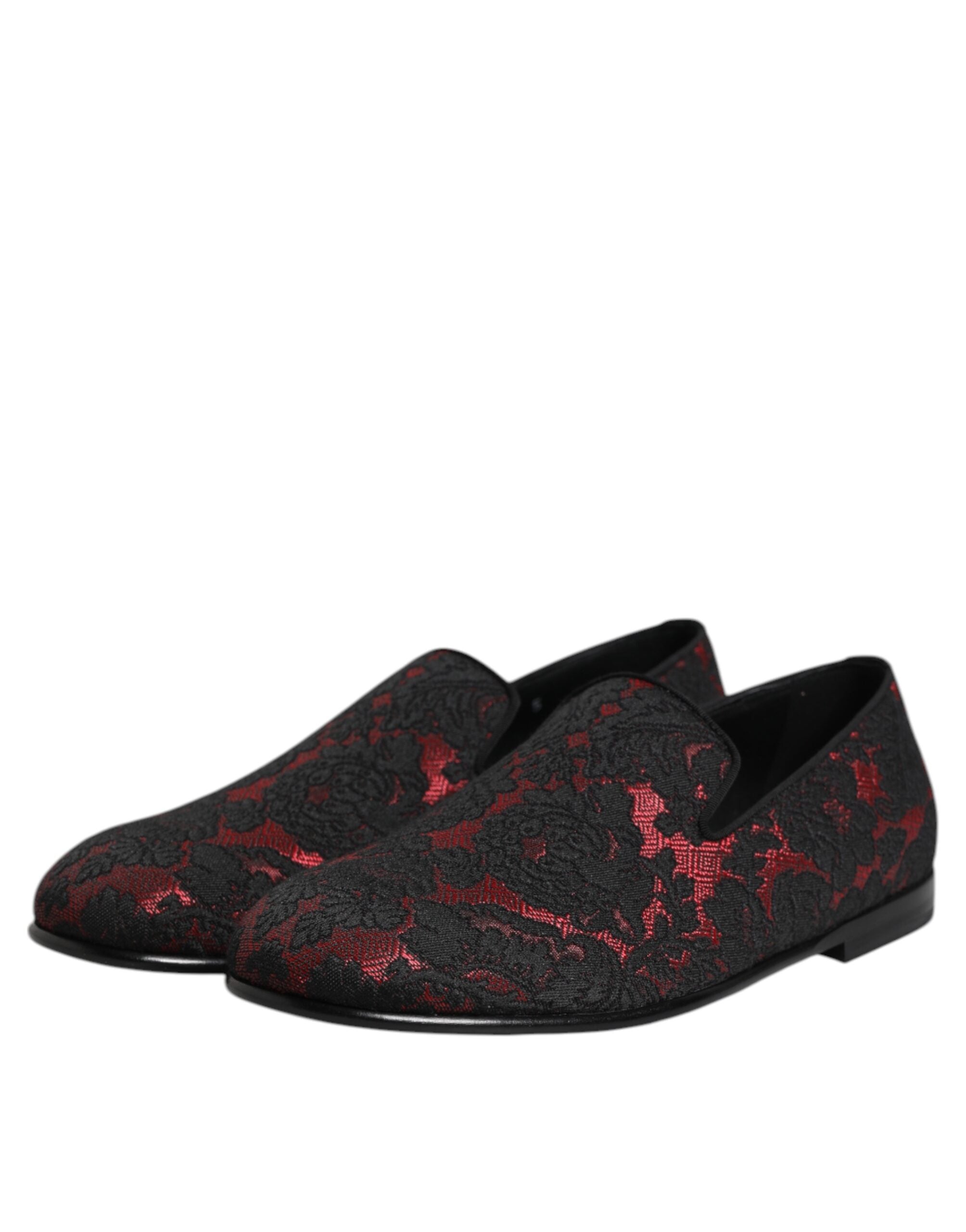 Mocassins à enfiler Dolce &amp; Gabbana en jacquard rouge et noir pour homme