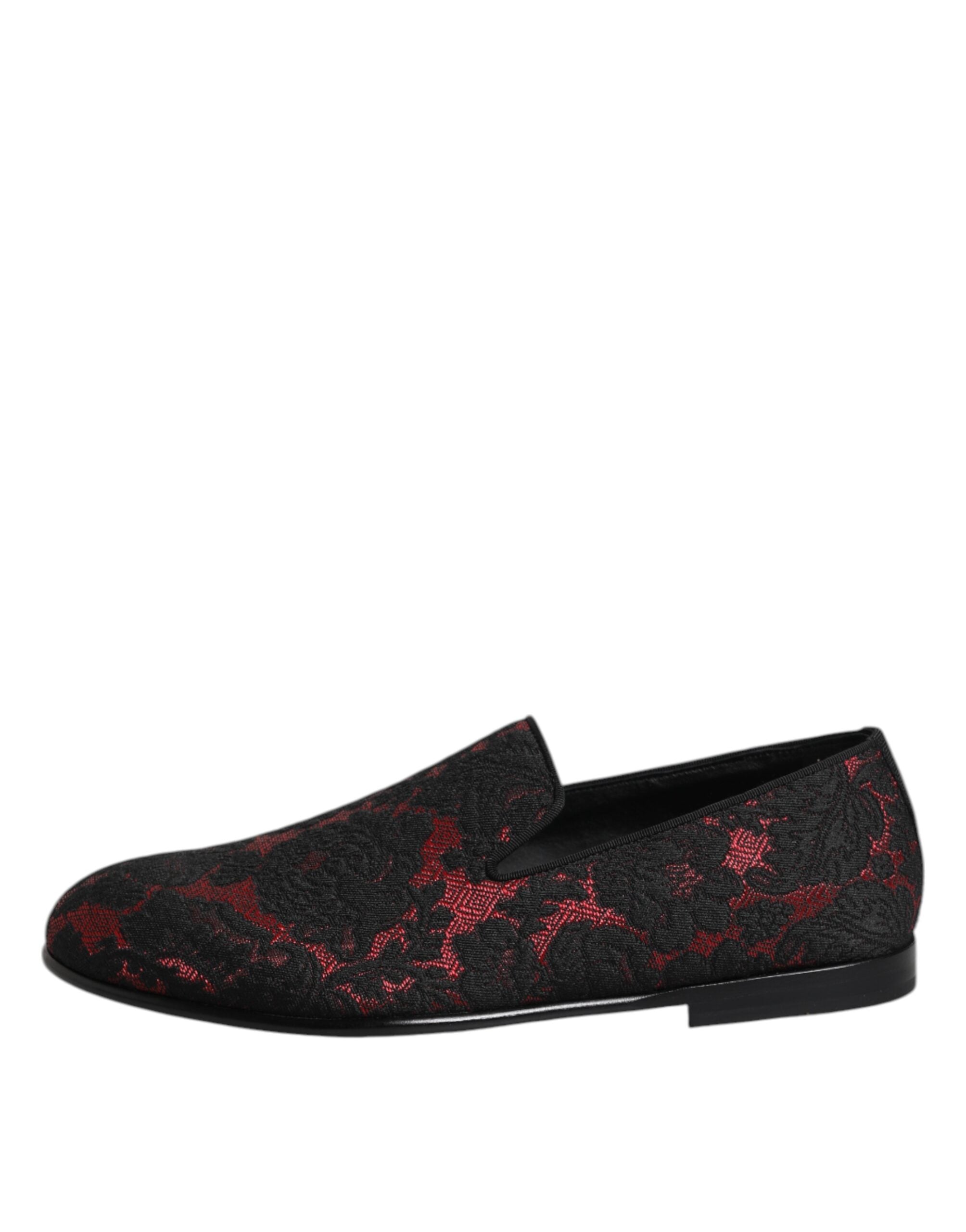 Mocassins à enfiler Dolce &amp; Gabbana en jacquard rouge et noir pour homme