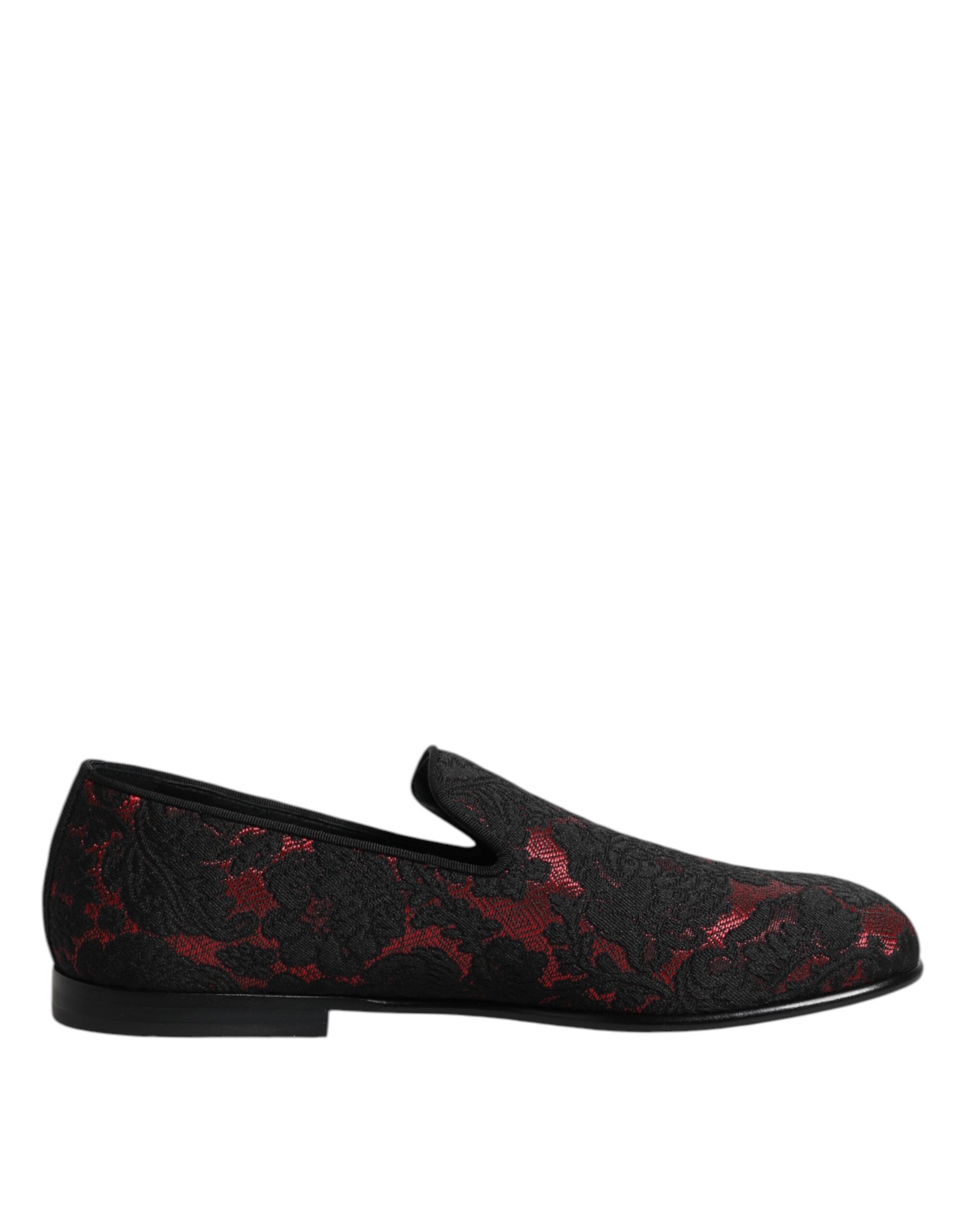 Mocassins à enfiler Dolce &amp; Gabbana en jacquard rouge et noir pour homme