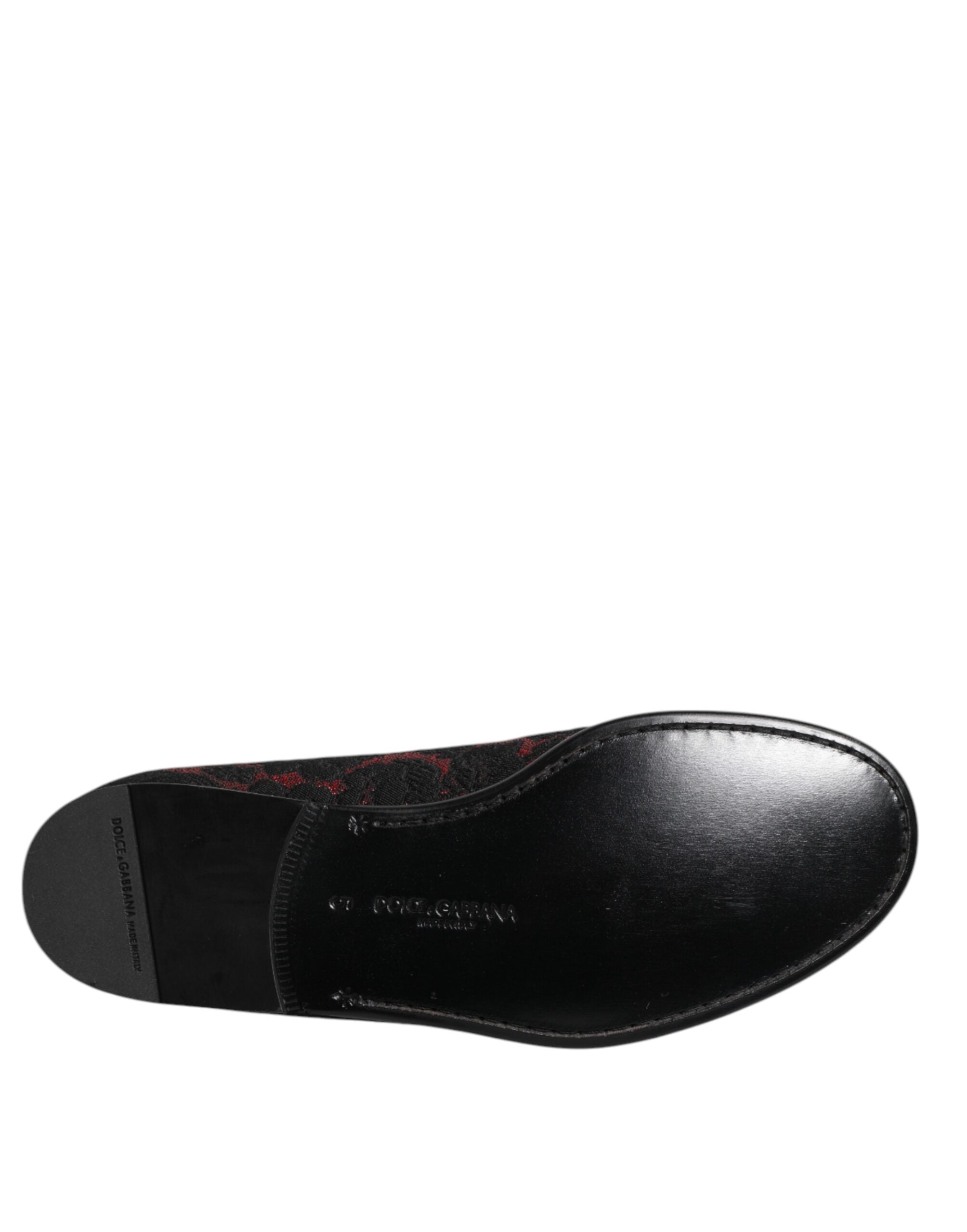 Mocassins à enfiler Dolce &amp; Gabbana en jacquard rouge et noir pour homme