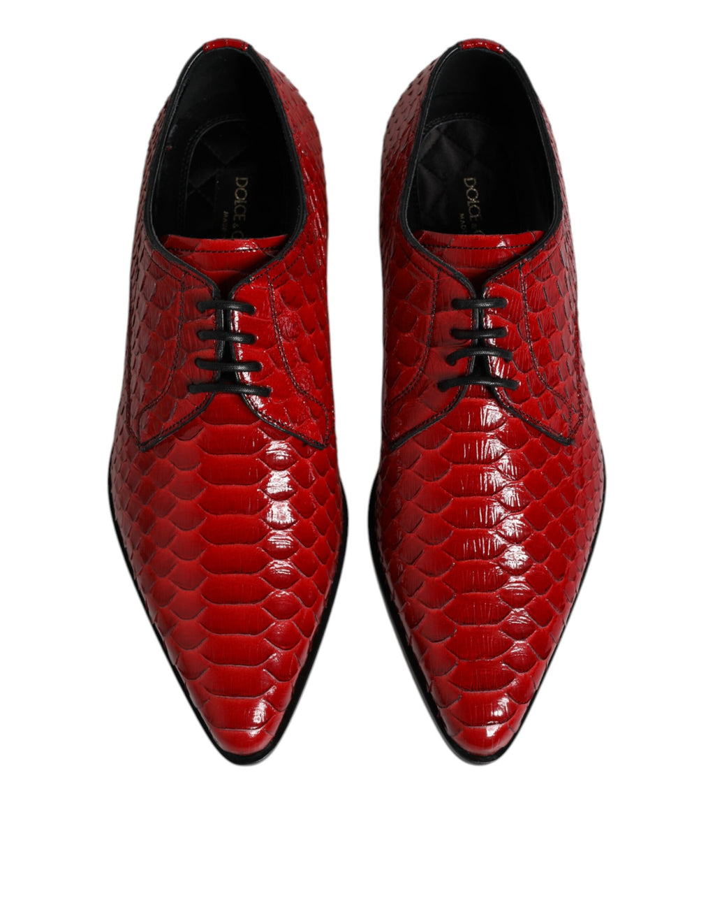 Dolce &amp; Gabbana – Rote Derby-Schuhe aus exotischem Leder mit Schnürung