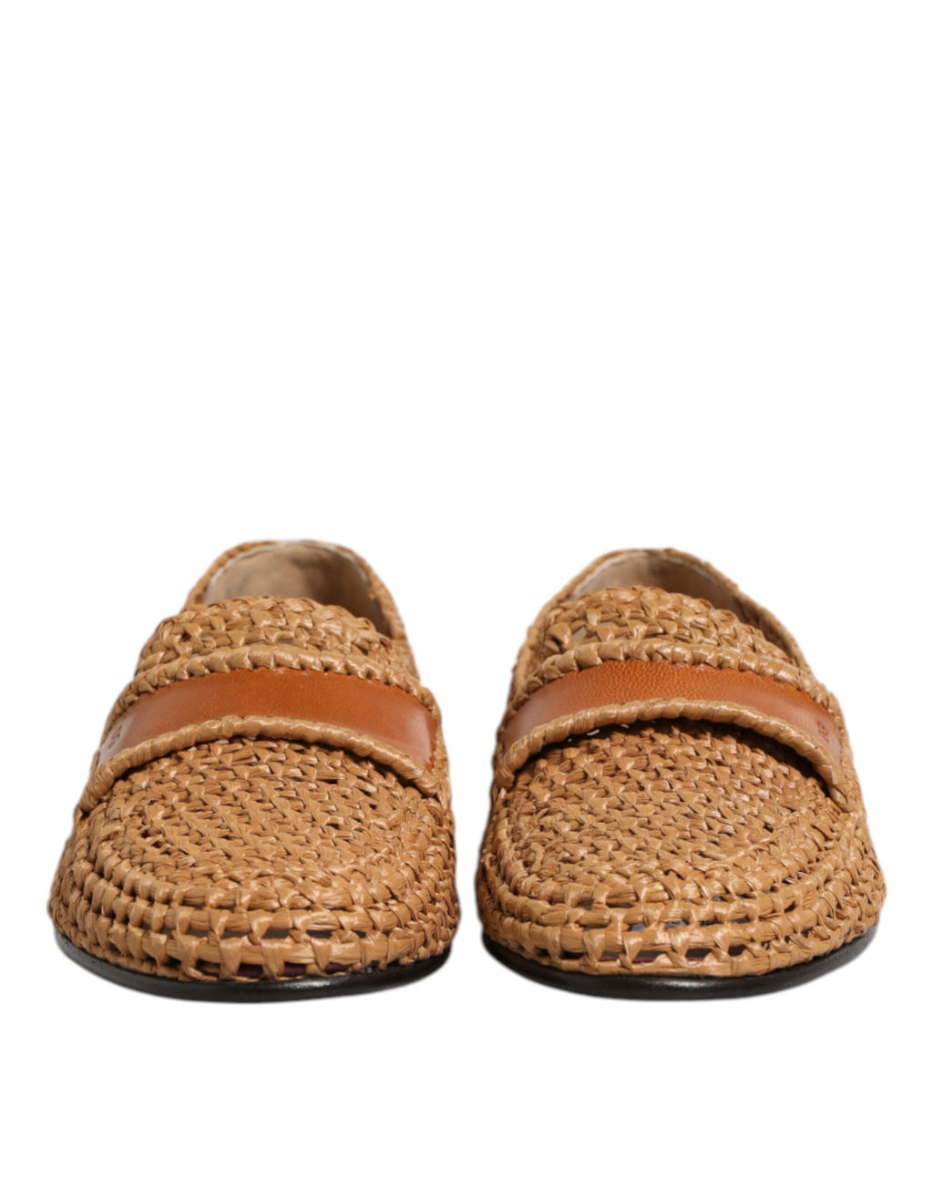 Dolce &amp; Gabbana – Slipper aus gewebtem Raffiabast in Braun