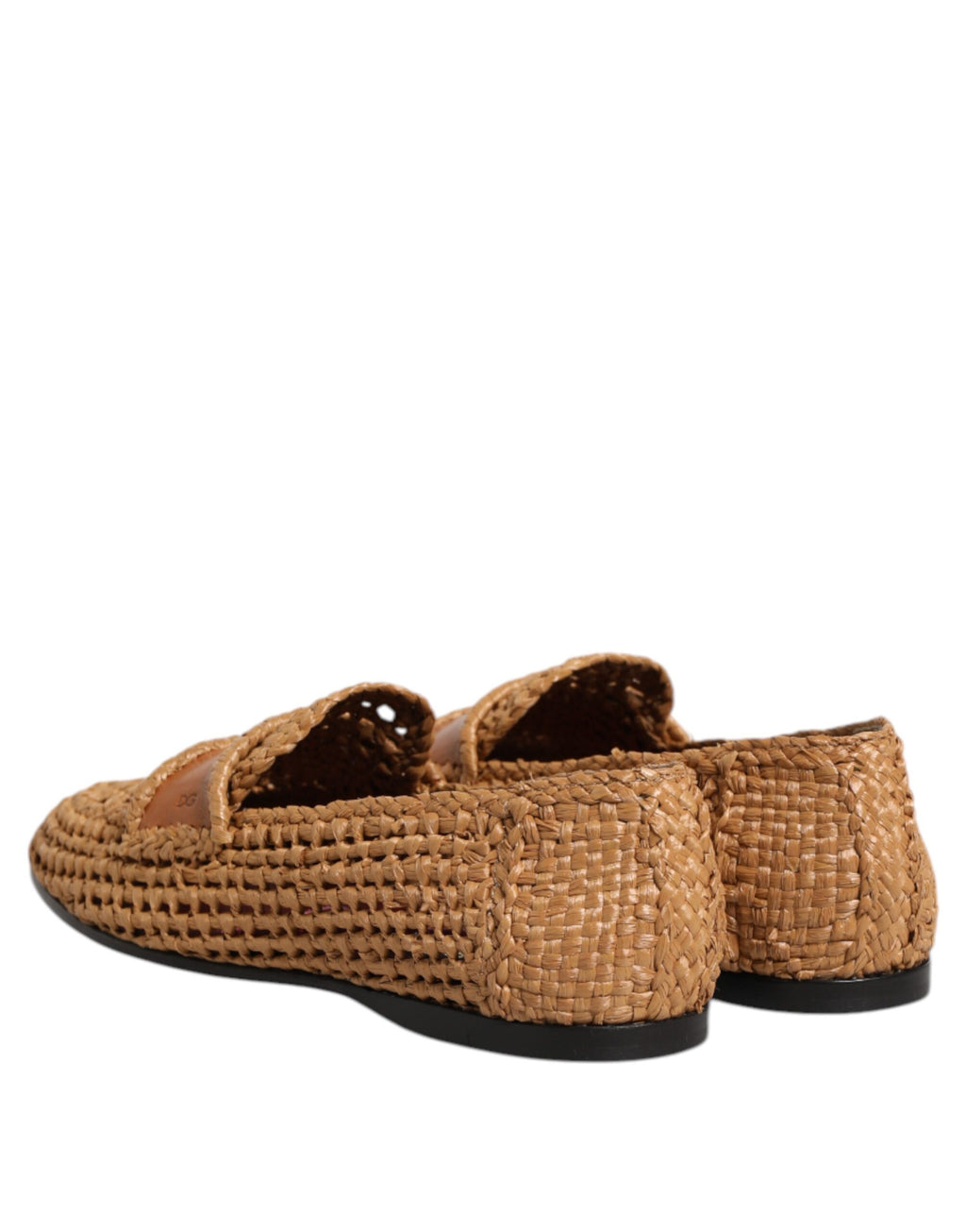 Dolce &amp; Gabbana – Slipper aus gewebtem Raffiabast in Braun