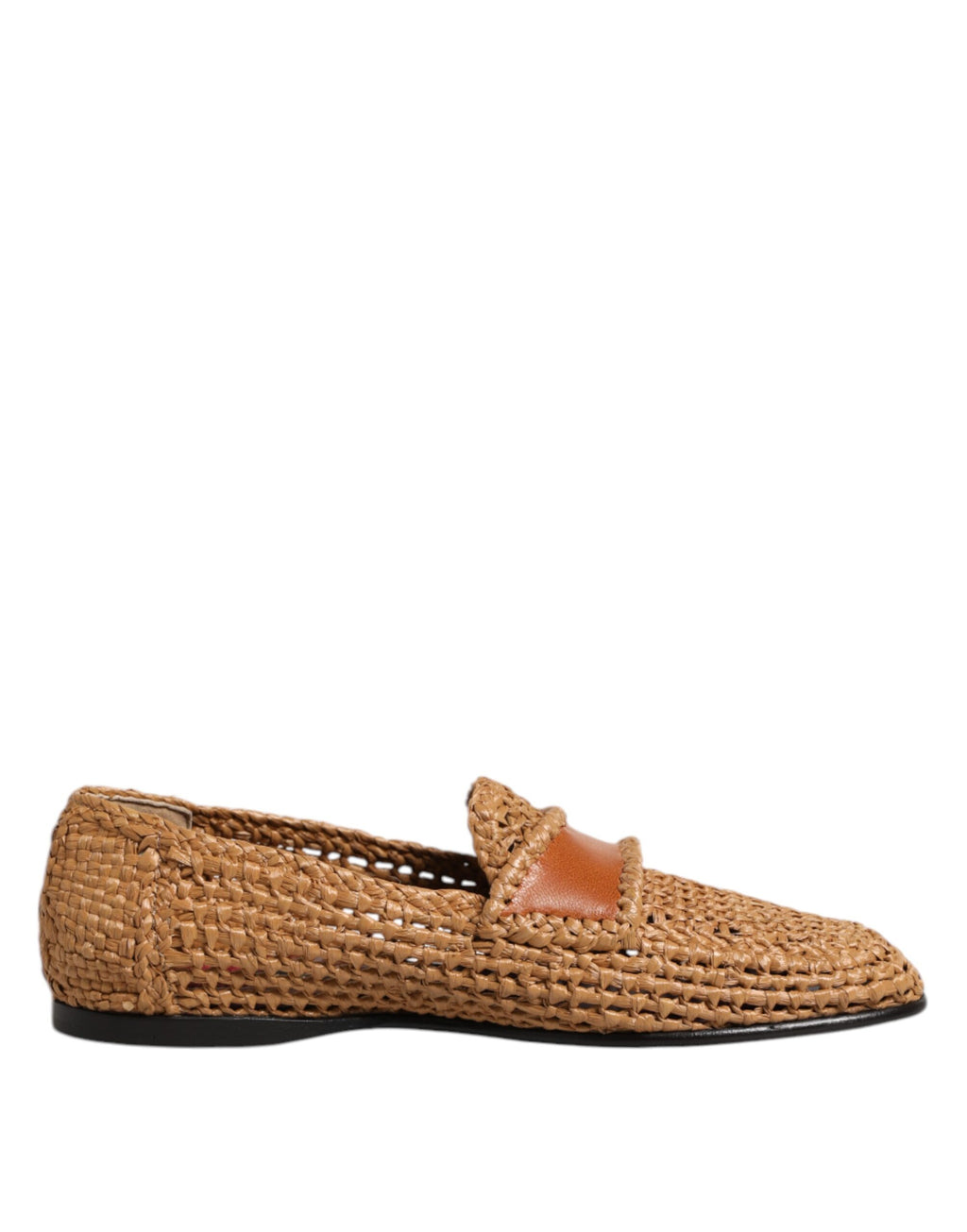Dolce &amp; Gabbana – Slipper aus gewebtem Raffiabast in Braun