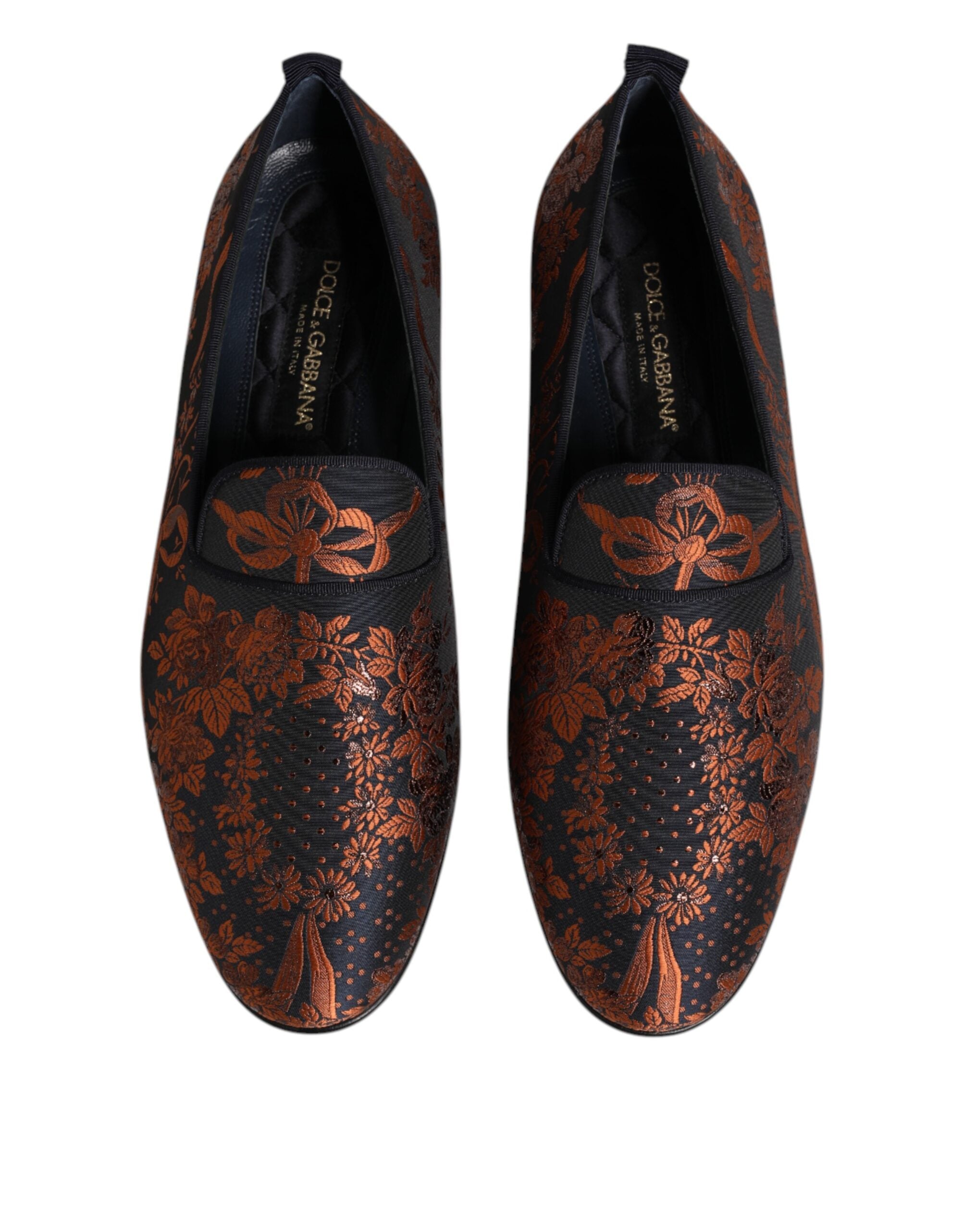 Mocassins à enfiler en polyester jacquard noir Dolce &amp; Gabbana