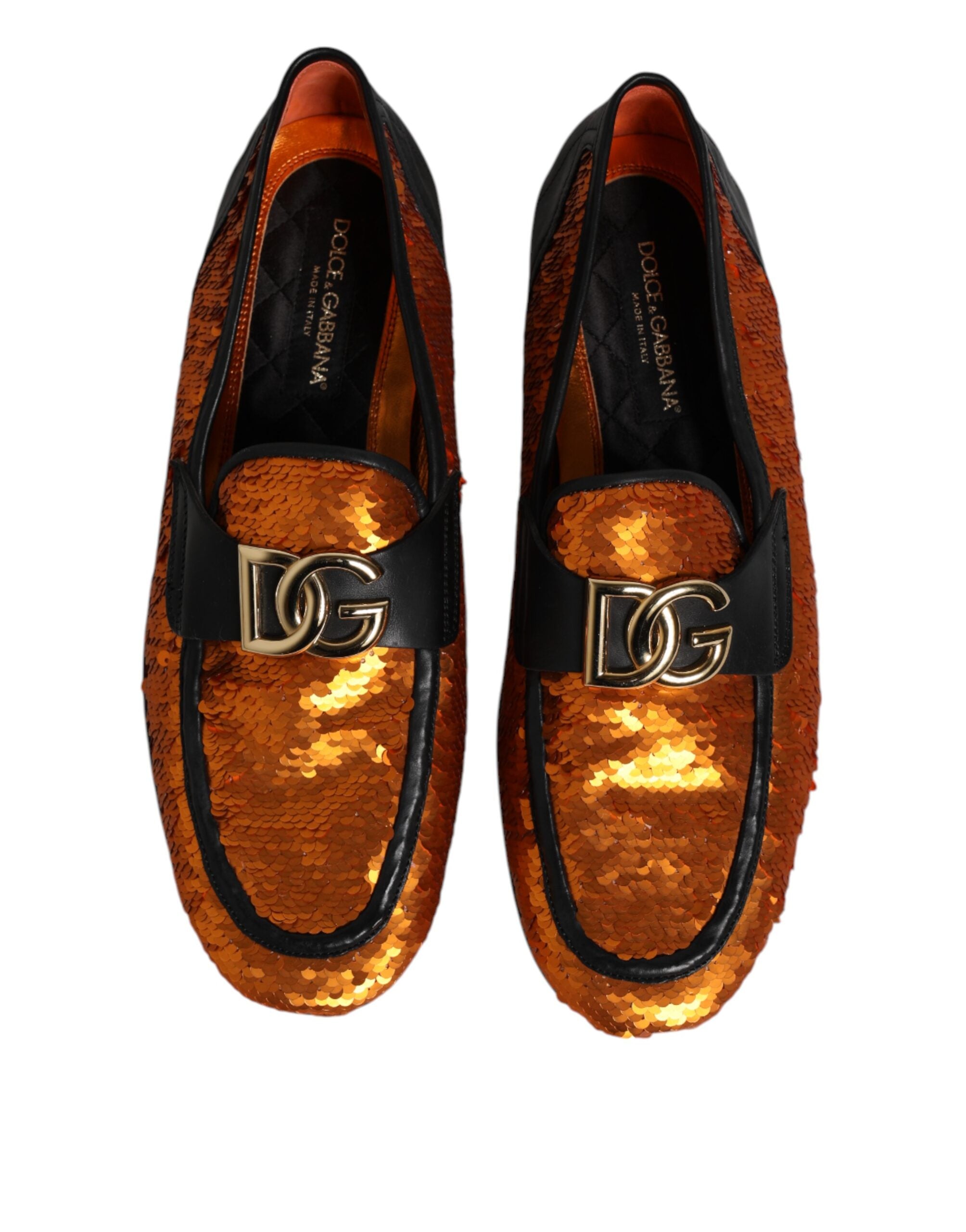 Mocassins Dolce &amp; Gabbana orange à paillettes pour homme
