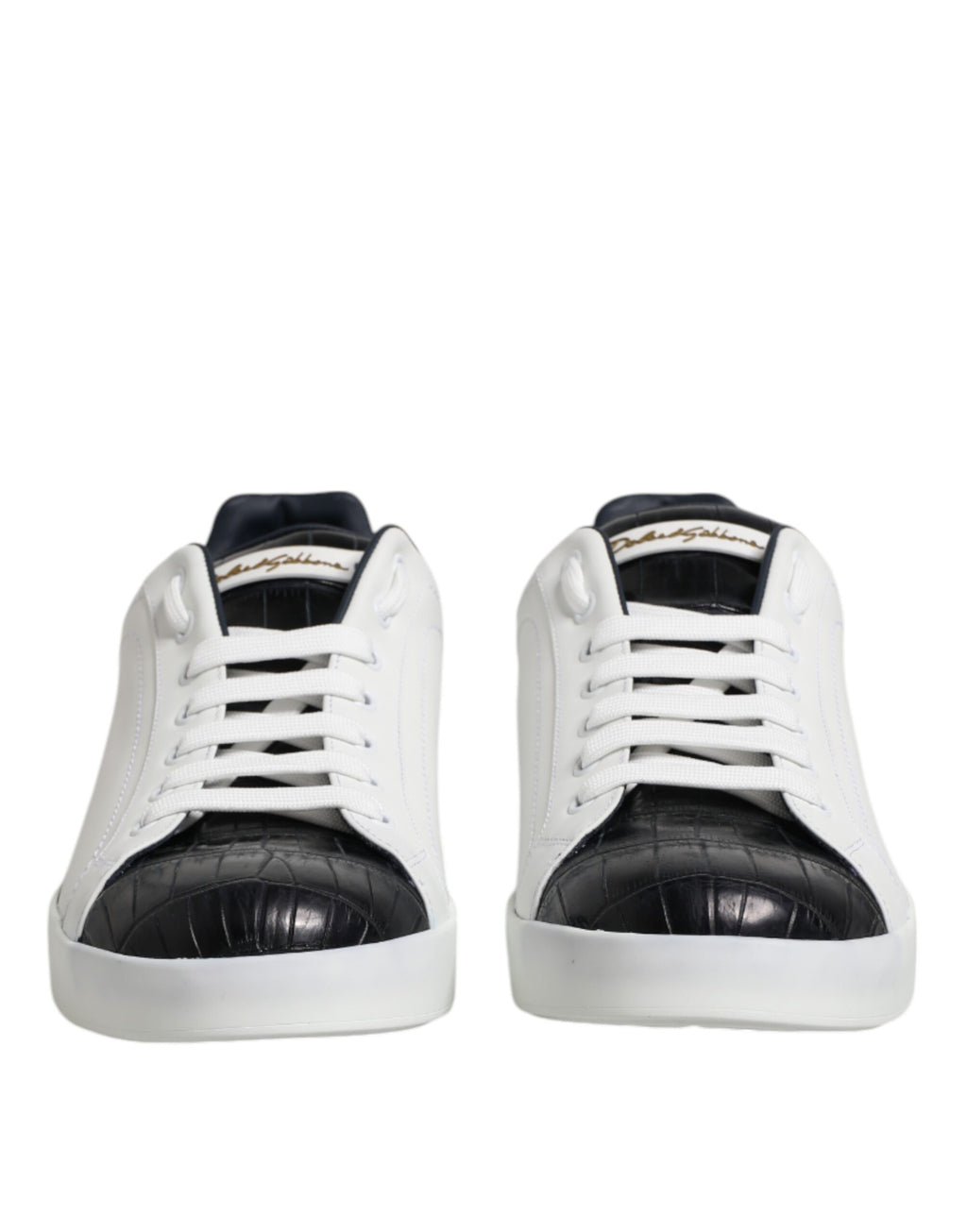 Baskets Portofino en cuir blanc et noir Dolce &amp; Gabbana