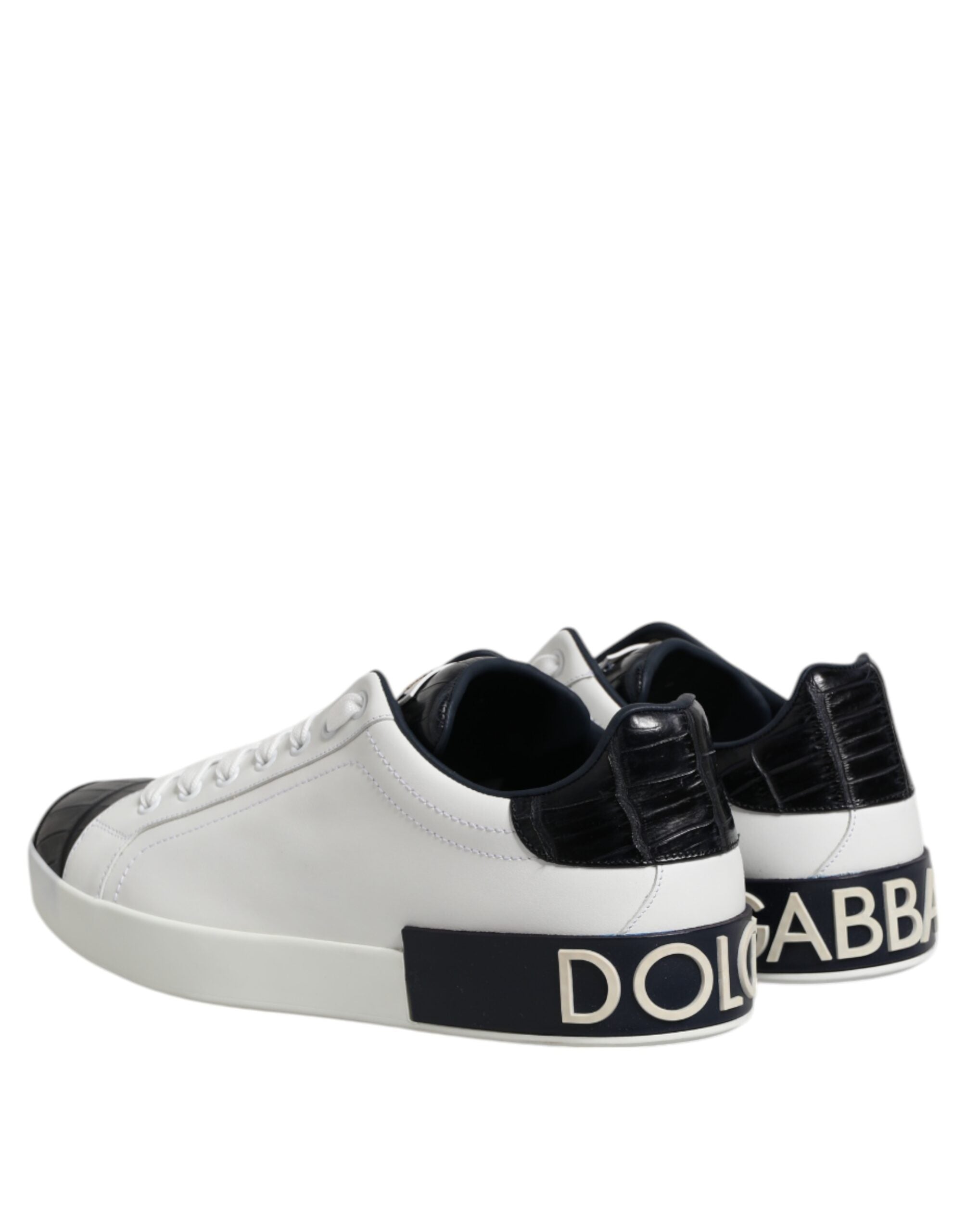Baskets Portofino en cuir blanc et noir Dolce &amp; Gabbana