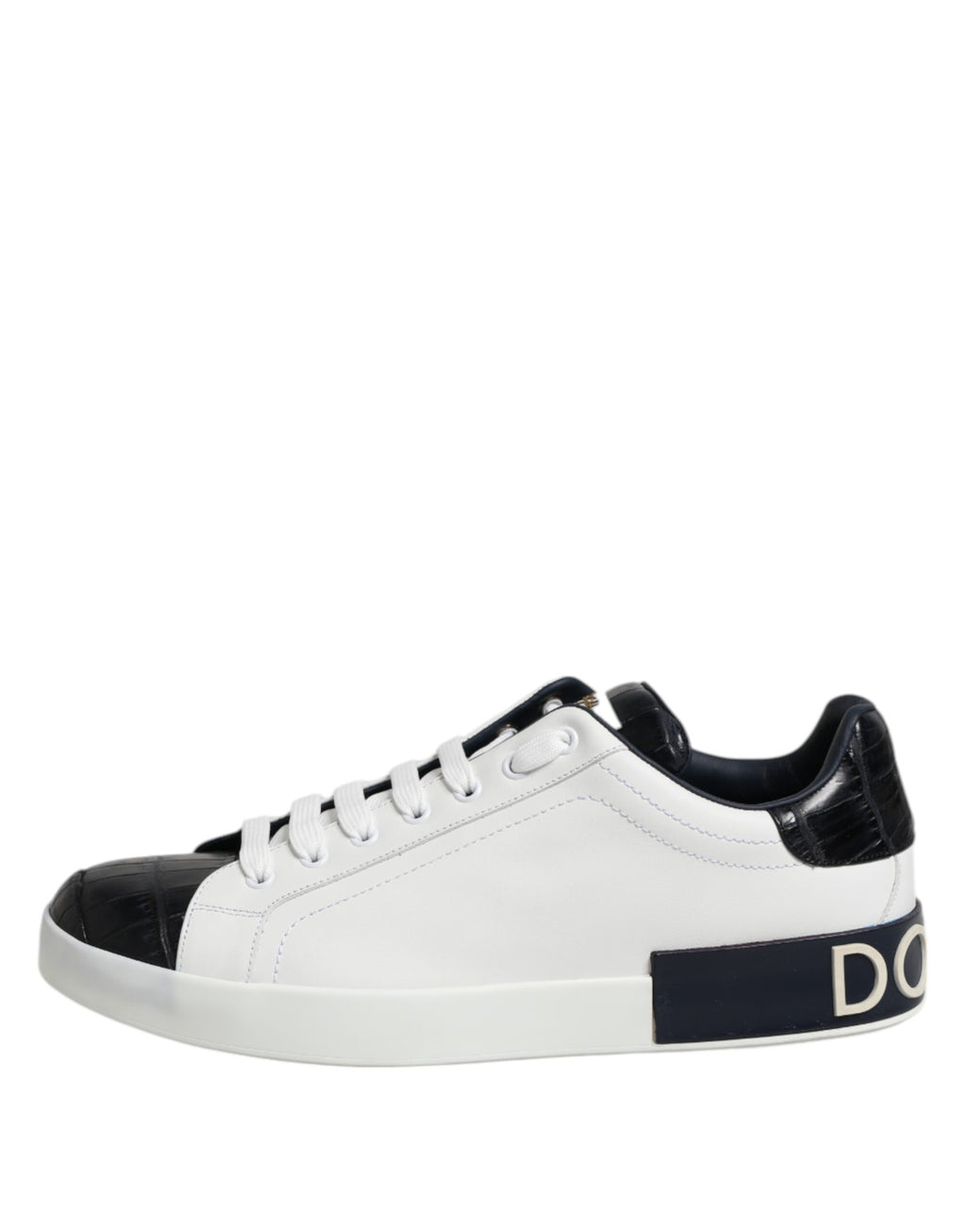 Baskets Portofino en cuir blanc et noir Dolce &amp; Gabbana