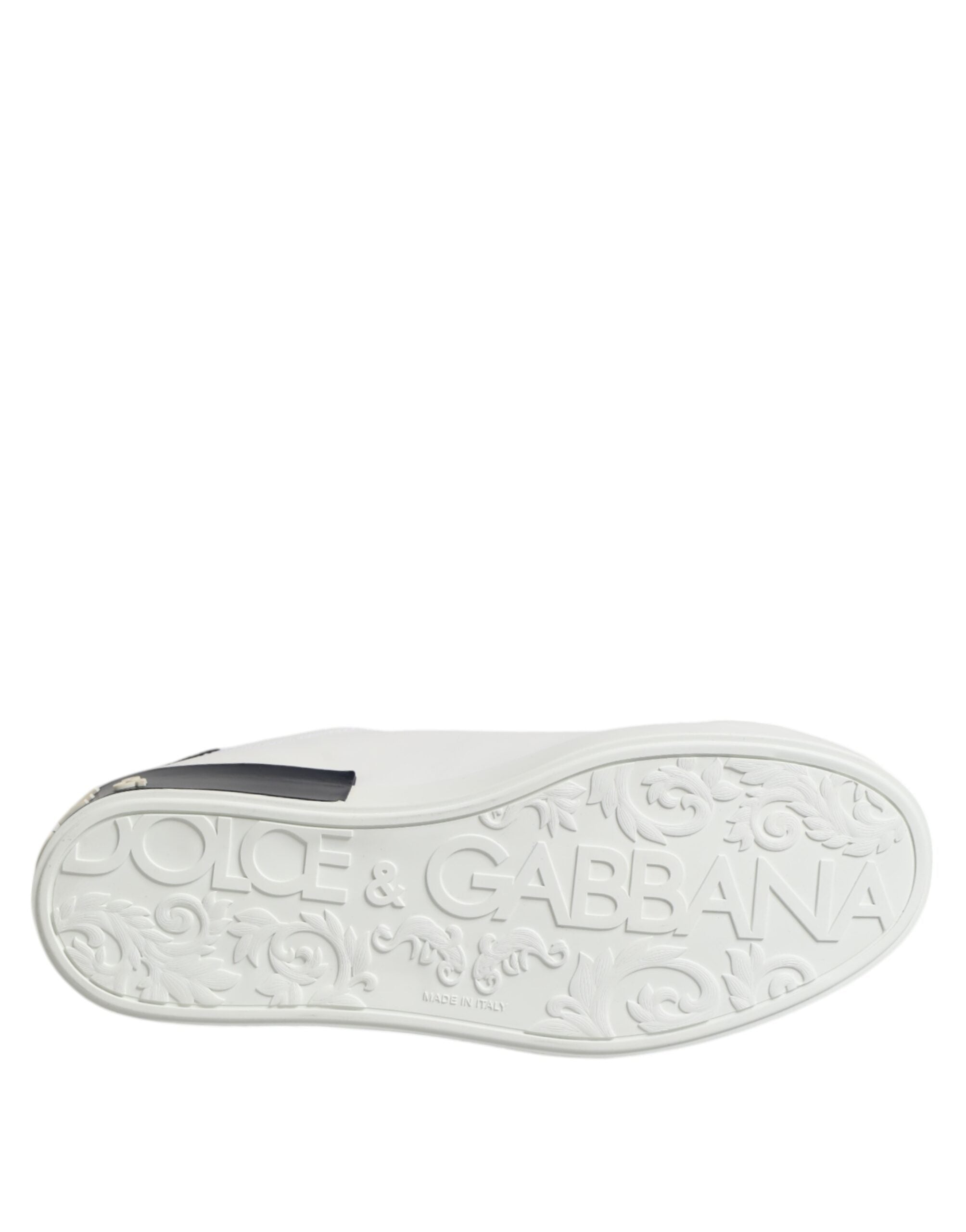 Baskets Portofino en cuir blanc et noir Dolce &amp; Gabbana