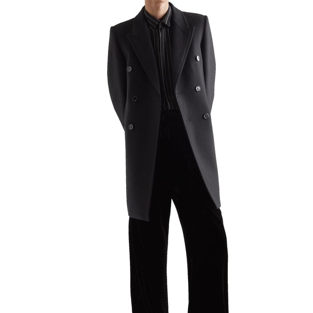Manteau croisé en laine Saint Laurent