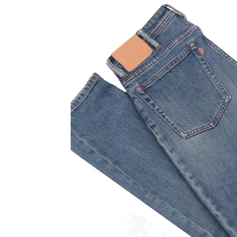 Acne Studios Blå Konst Climb Jeans aus mittelblauem Baumwolldenim
