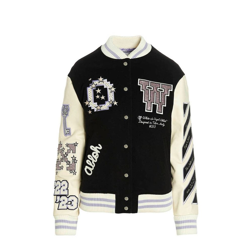 Blouson aviateur en laine blanc cassé