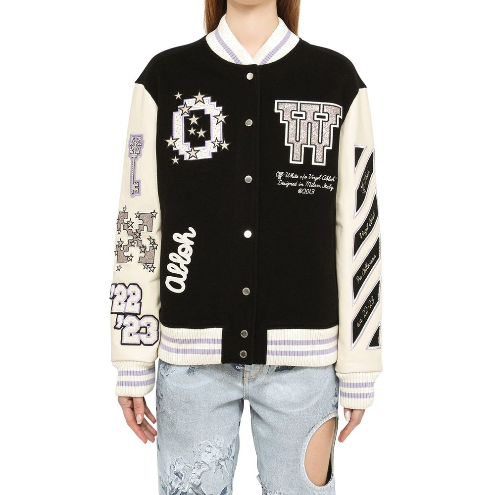 Blouson aviateur en laine blanc cassé