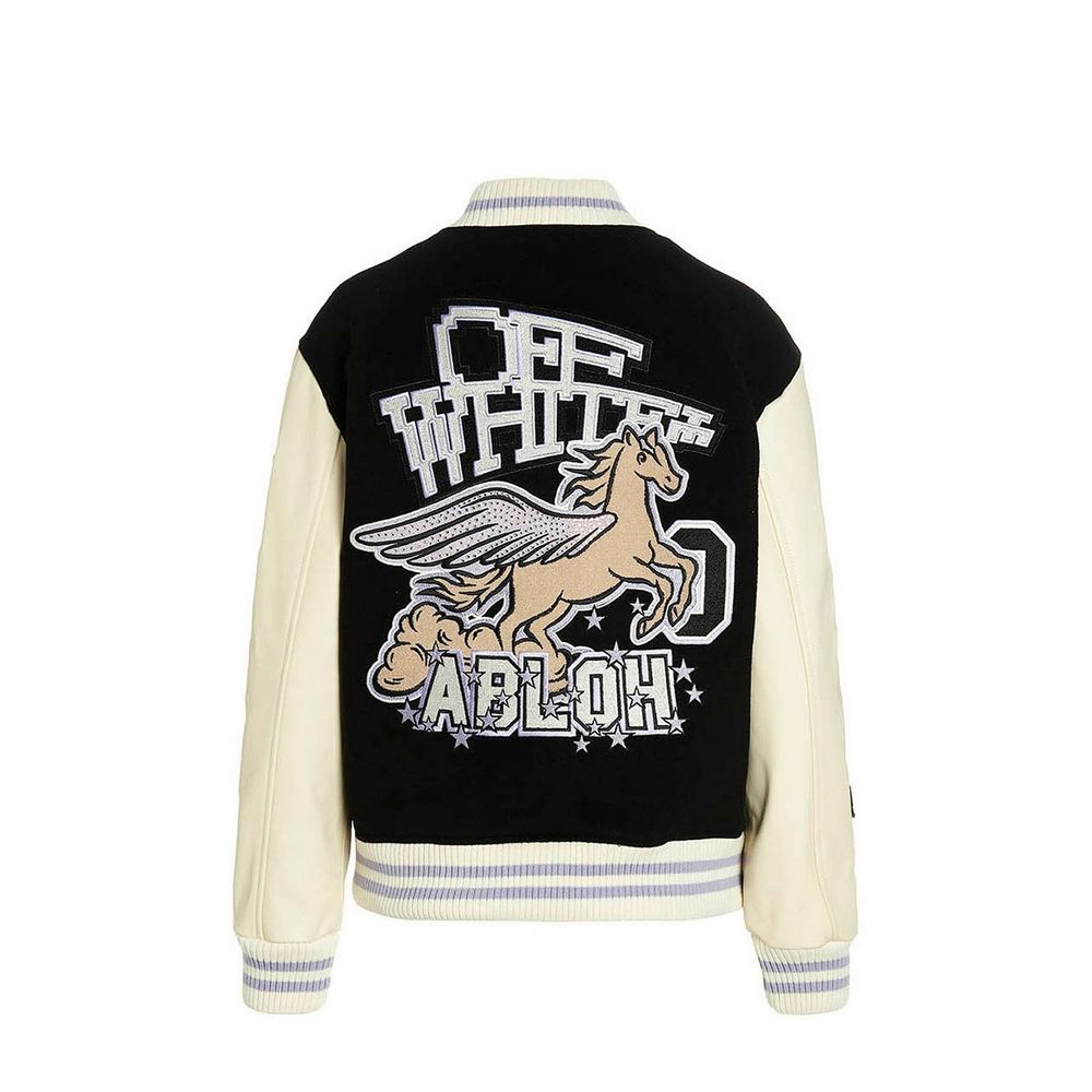Blouson aviateur en laine blanc cassé