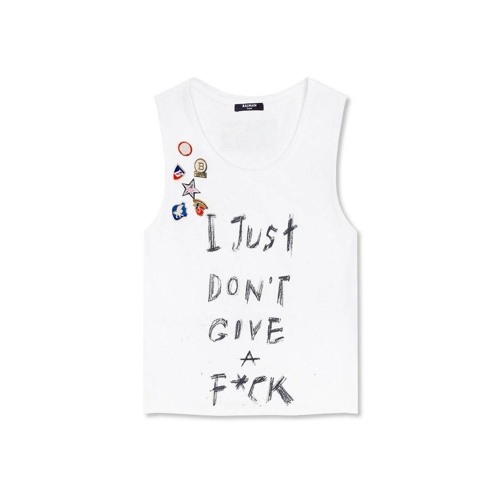 T-shirt court en coton imprimé Balmain