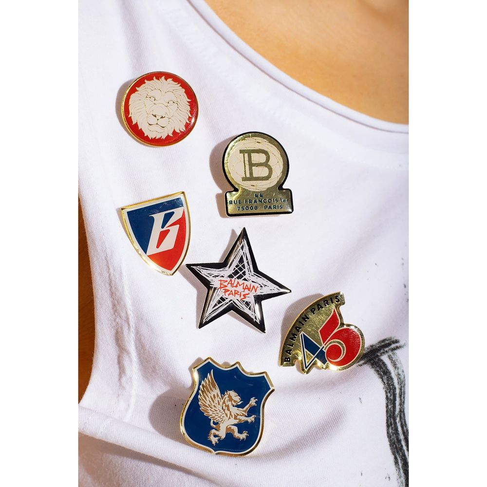 T-shirt court en coton imprimé Balmain
