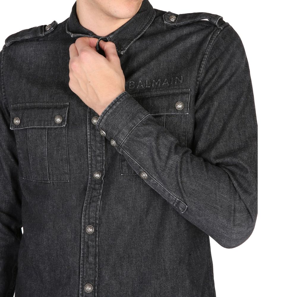Chemise en jean de coton Balmain