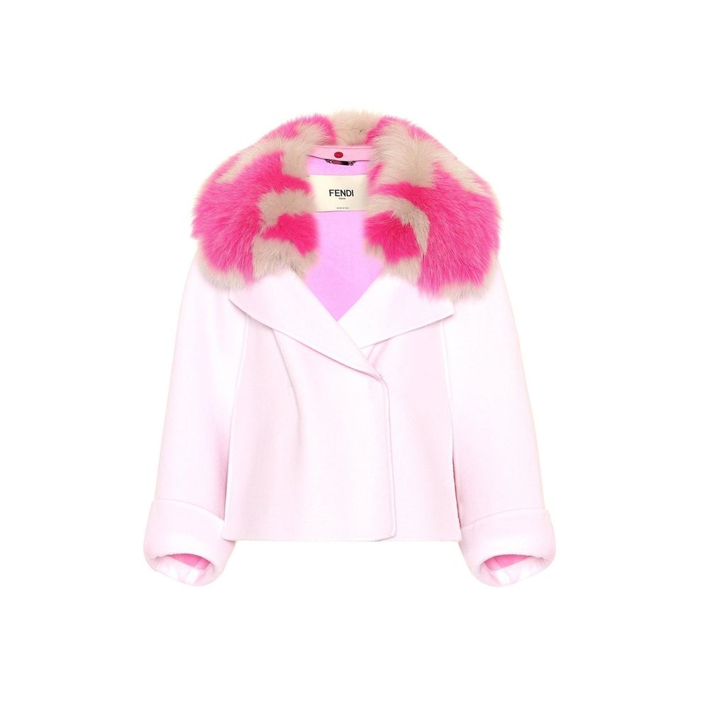 Fendi – Cape-Jacke aus Kaschmir mit Pelzkragen