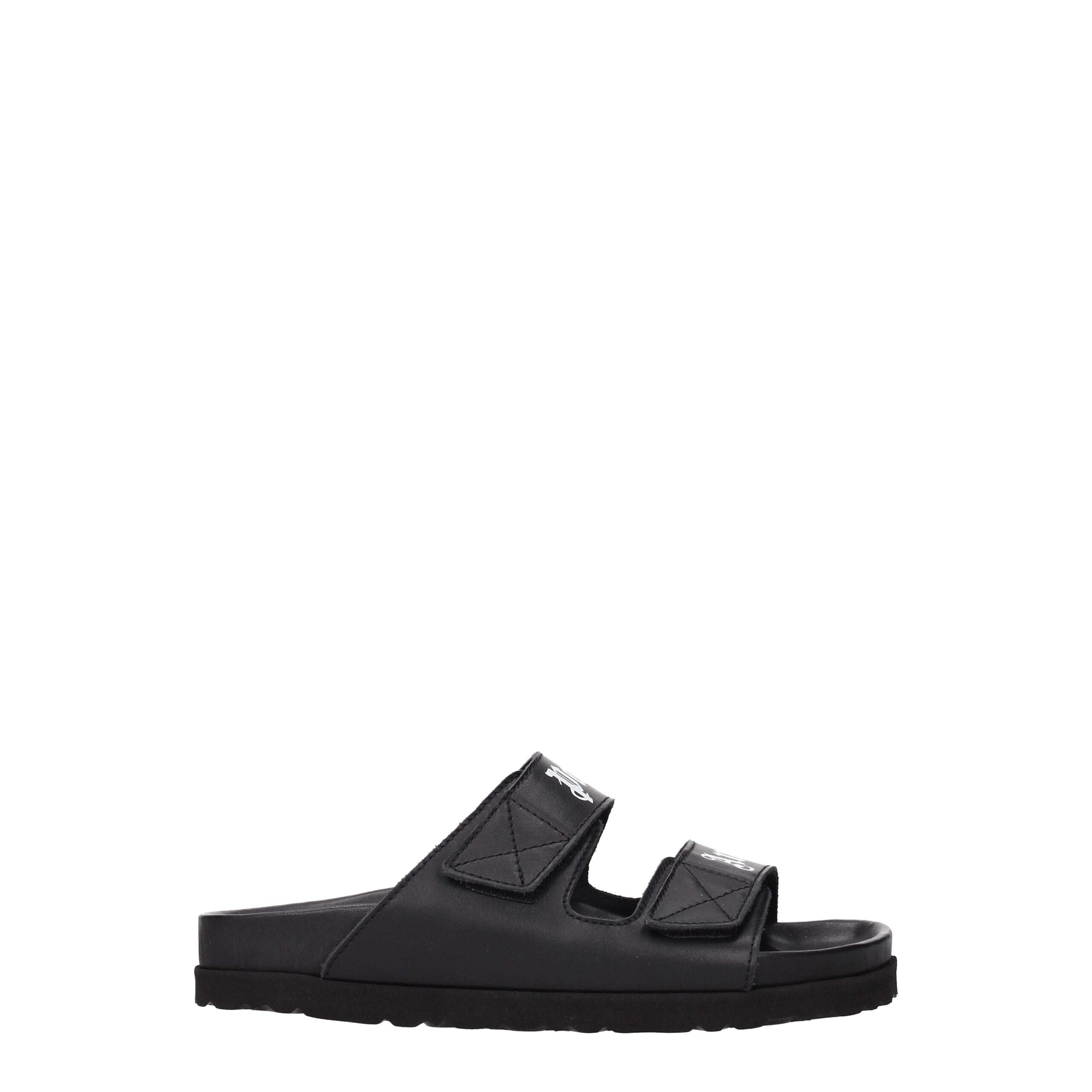 Chaussons en cuir noir Palm Angels