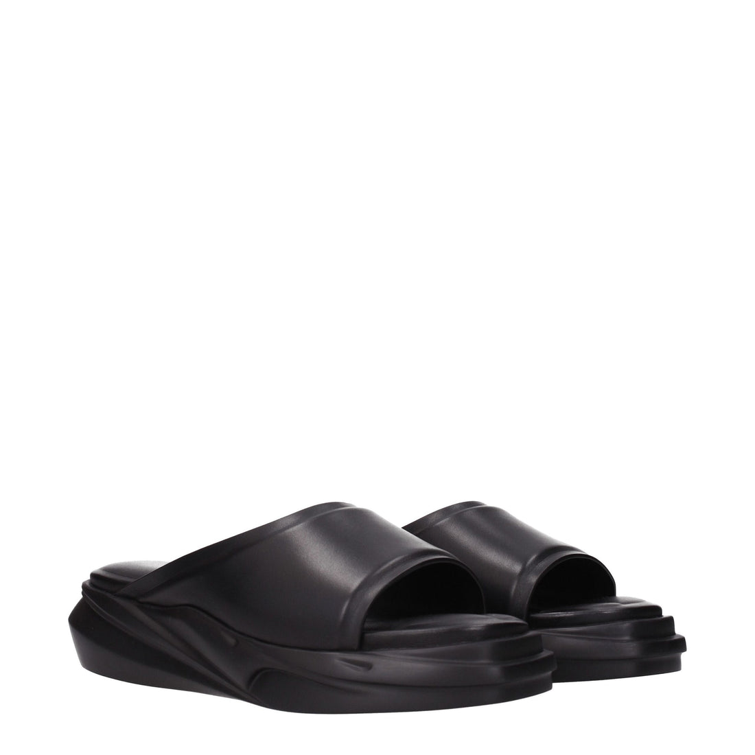 Alyx Black Leather Slippers