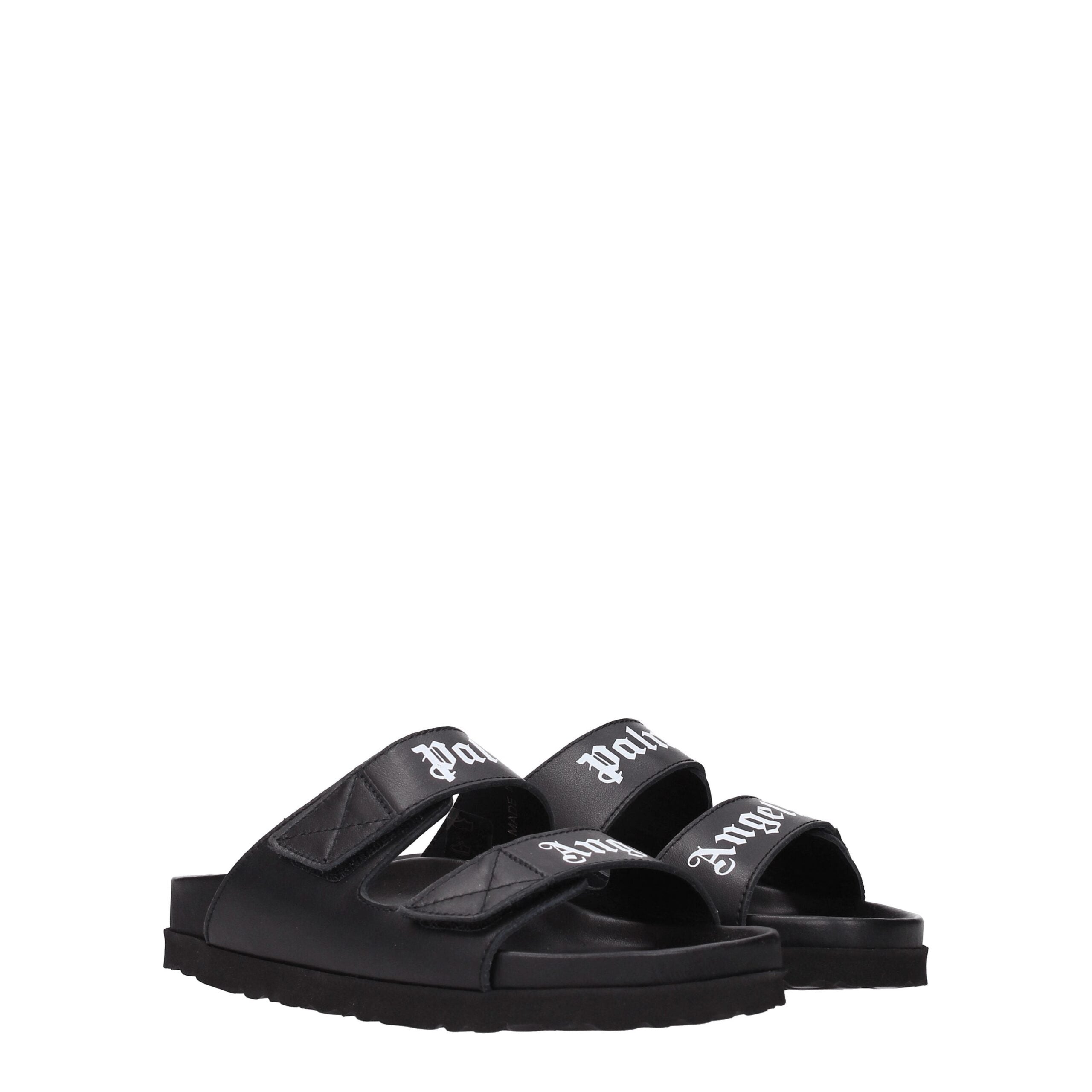 Chaussons en cuir noir Palm Angels