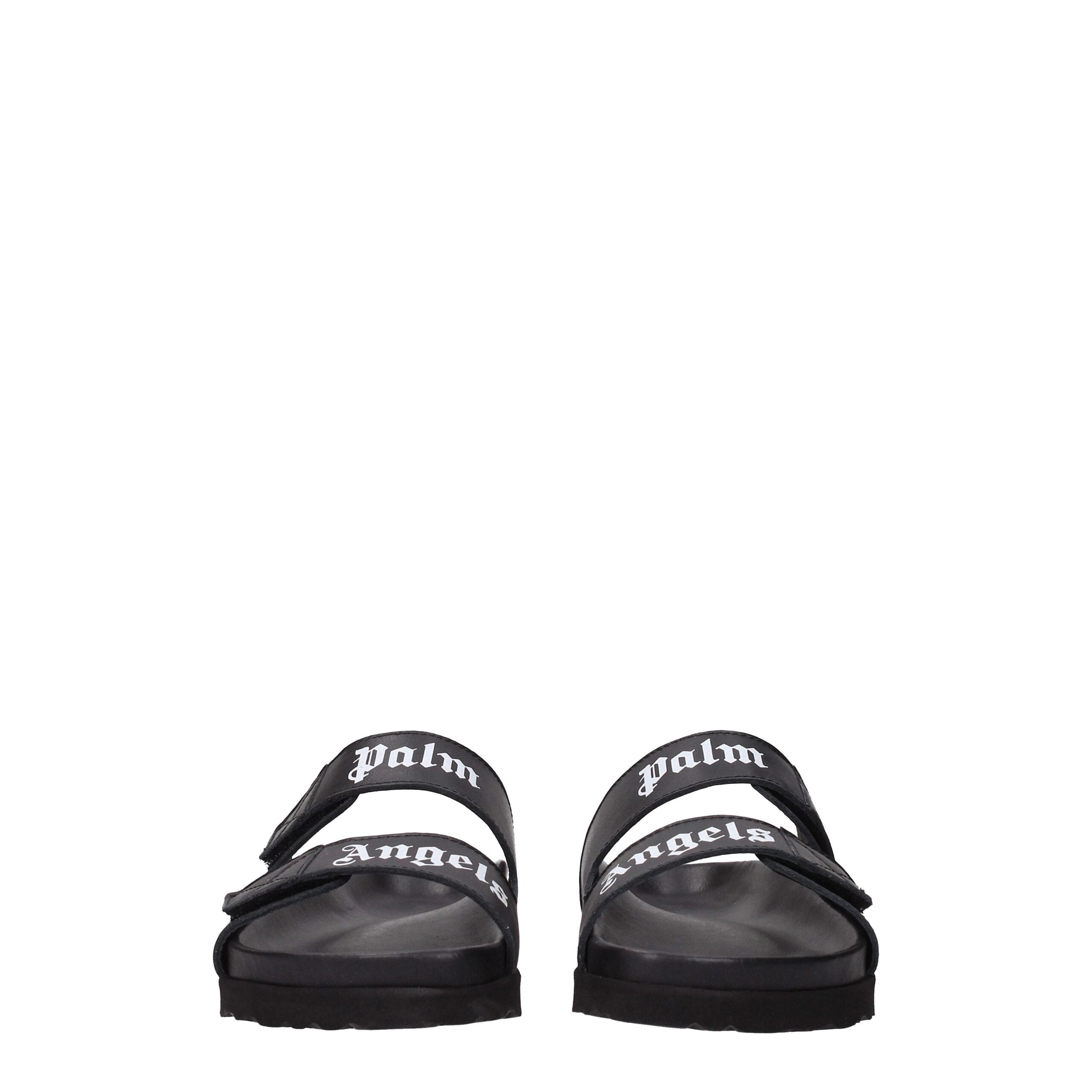 Chaussons en cuir noir Palm Angels