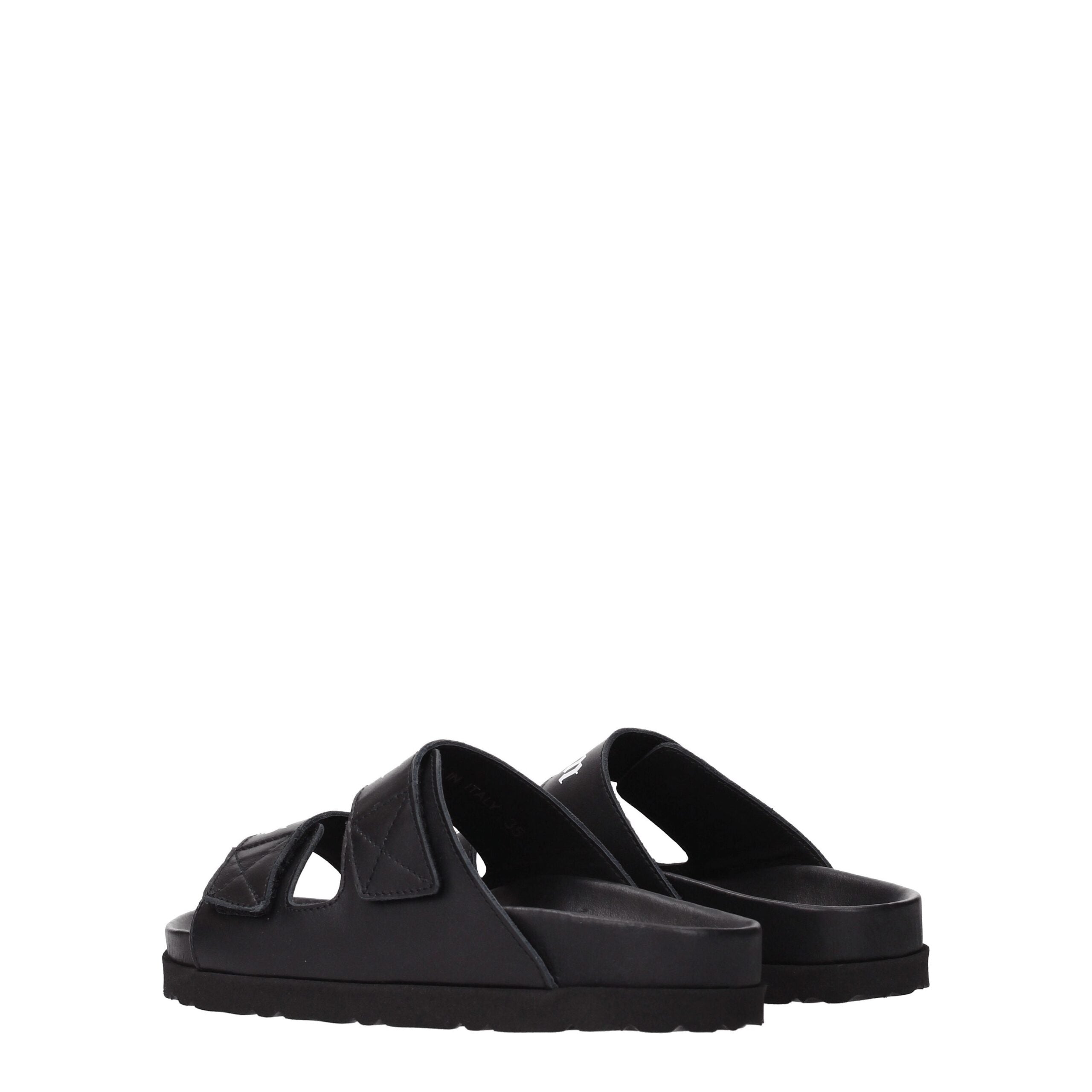 Chaussons en cuir noir Palm Angels