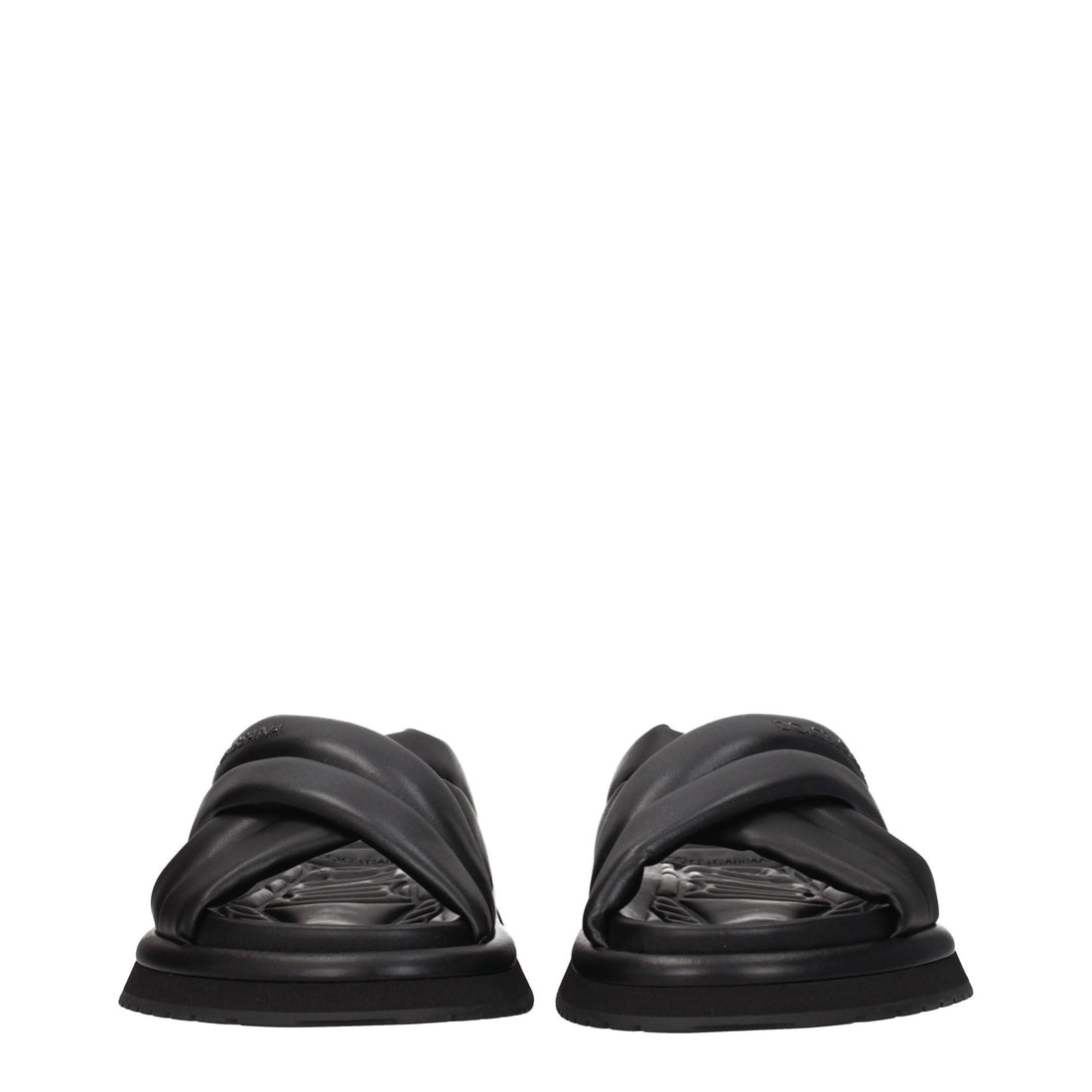Dolce & Gabbana Black Leather Slippers
