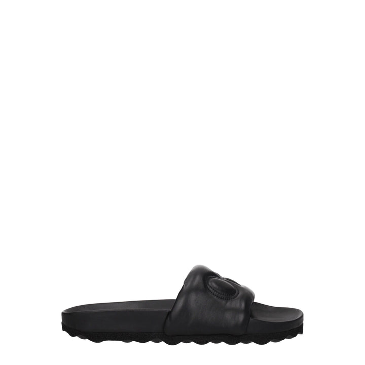Off-White Black Leather Slippers