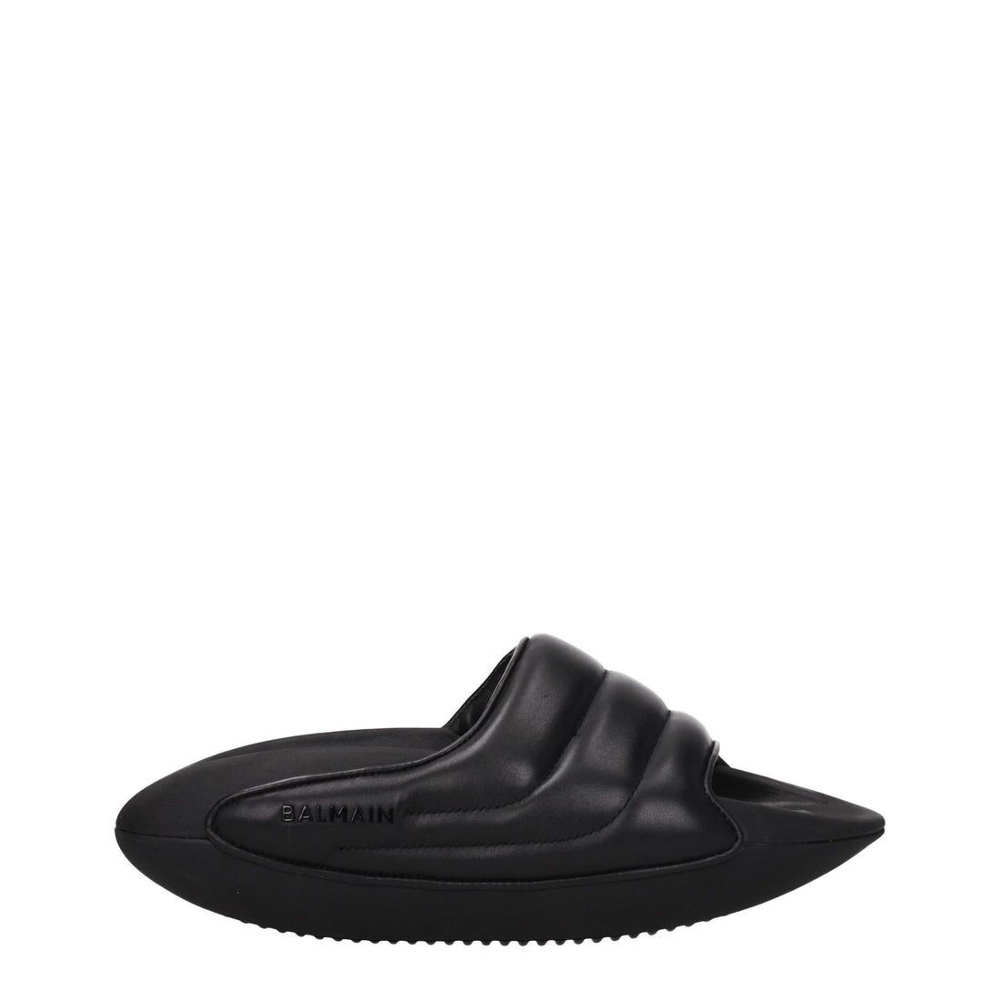 Balmain Black Leather Slippers