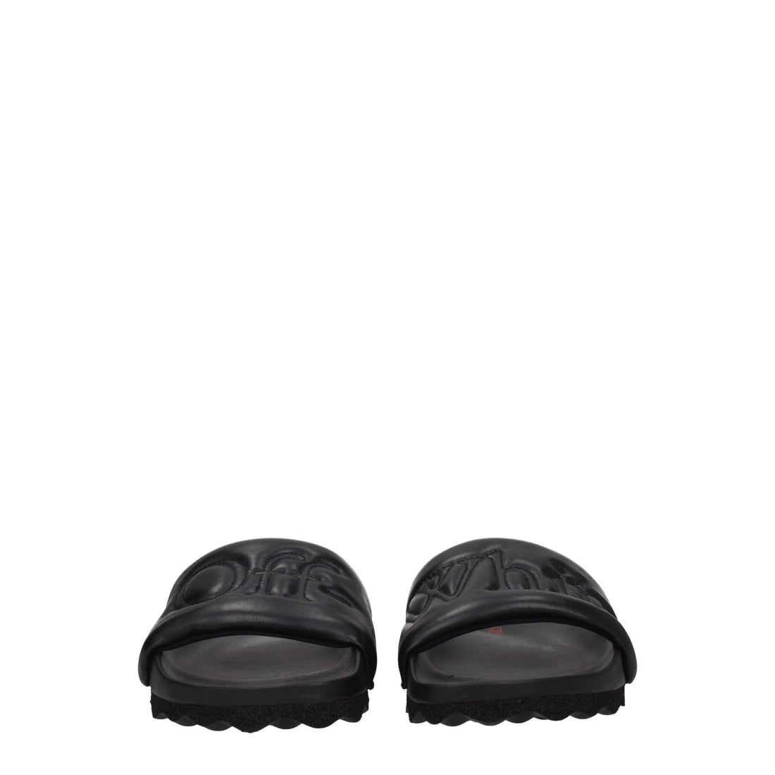 Off-White Black Leather Slippers